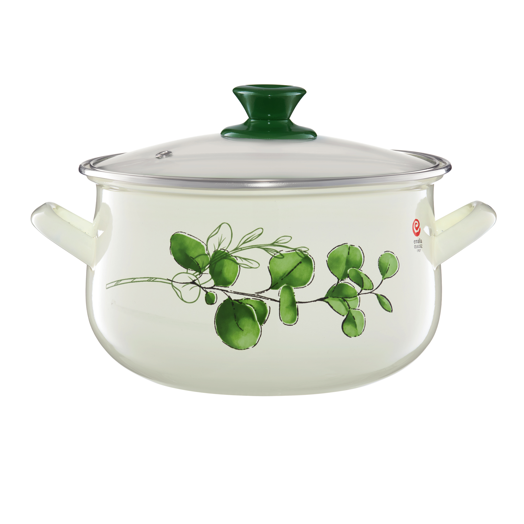 Pentola smaltata con coperchio Eukaliptus 4,2 l EMALIA OLKUSZ