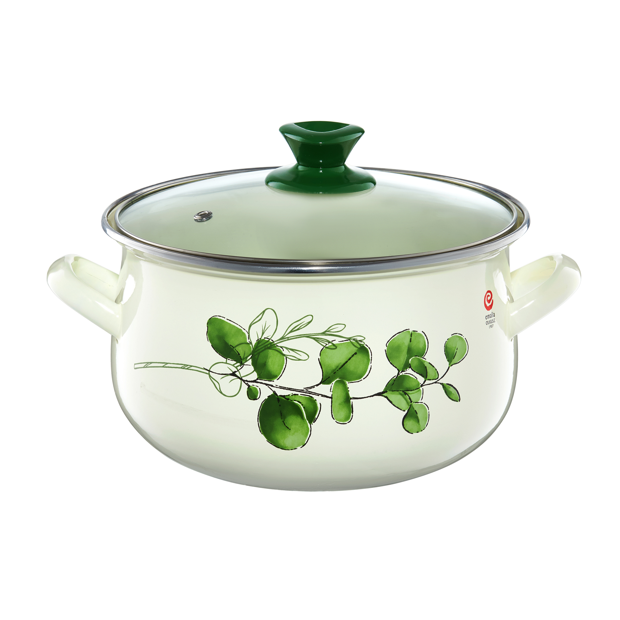Pentola smaltata con coperchio Eukaliptus 4,2 l EMALIA OLKUSZ