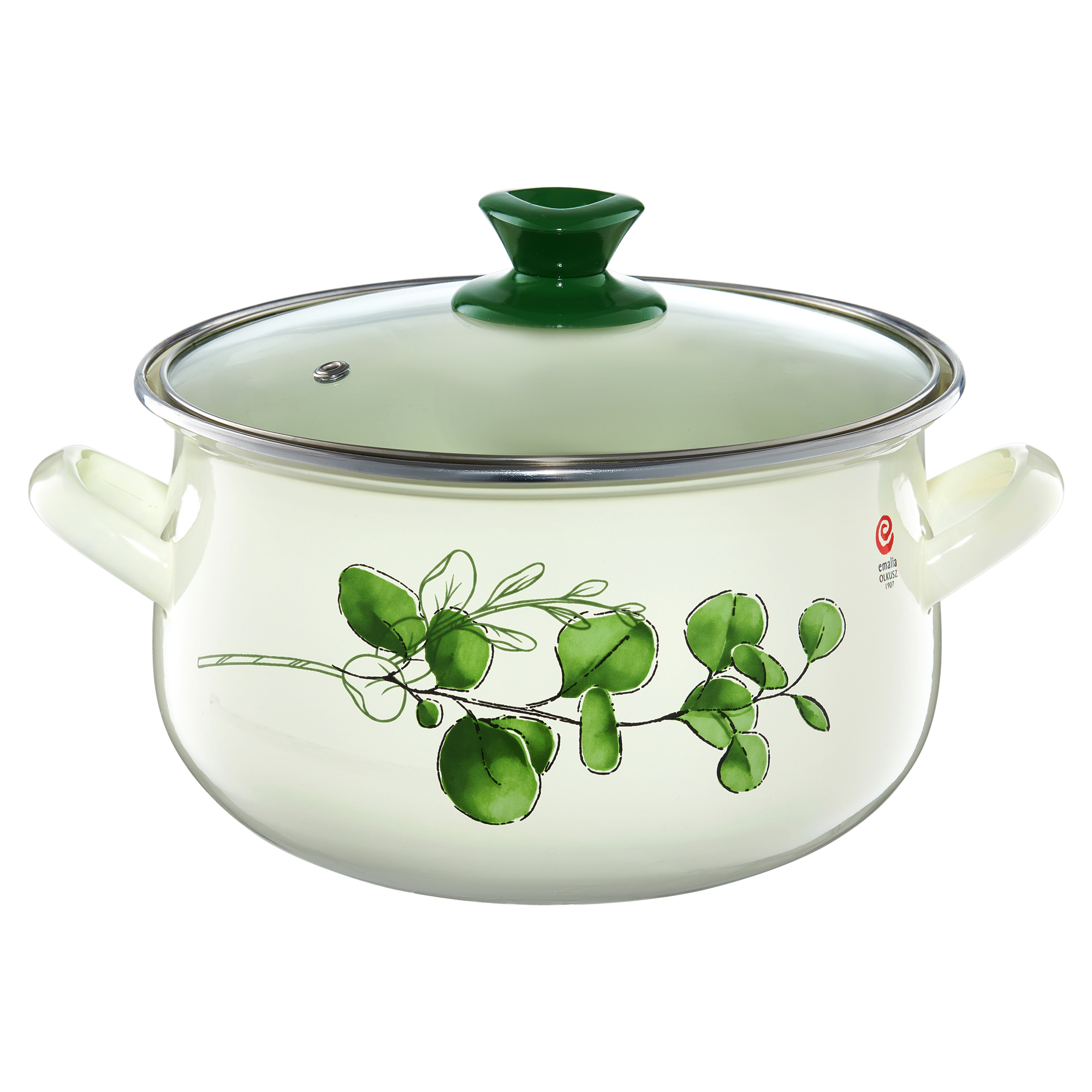 Pentola smaltata con coperchio Eukaliptus 5,7 l EMALIA OLKUSZ