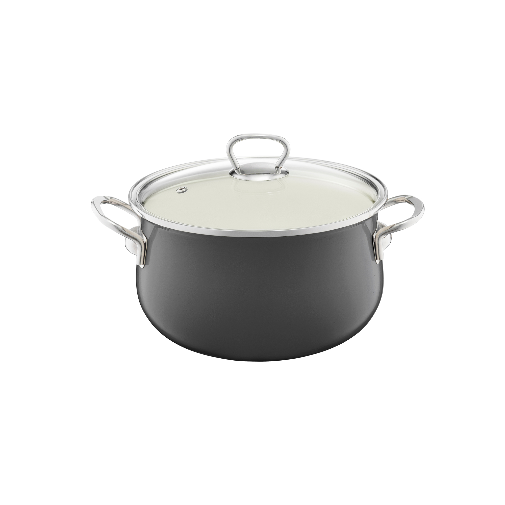 Kochtopf mit Deckel  Pyza 16 cm dunkelgrau EMALIA OKLUSZ