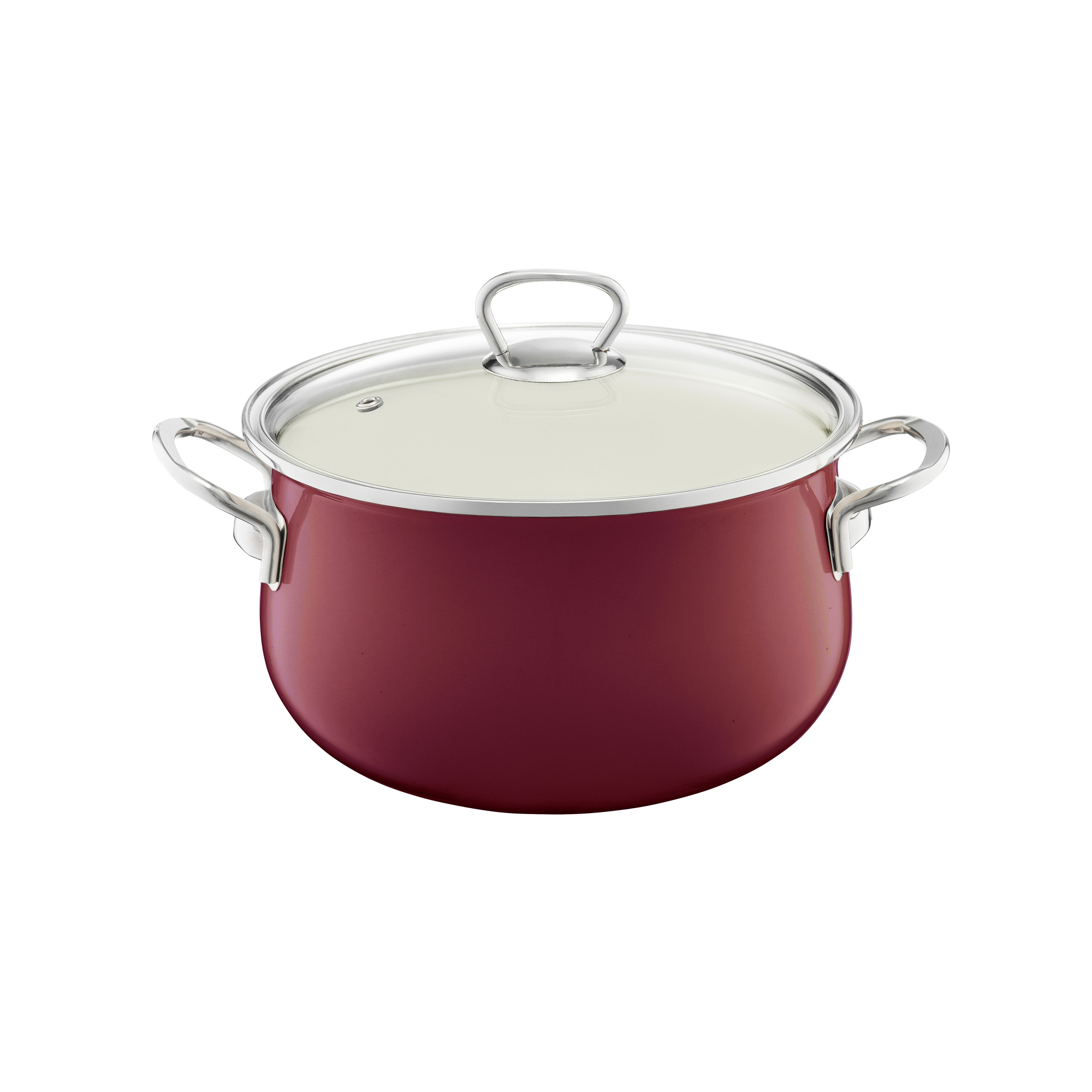 Garnek emaliowany z pokrywą Pyza 18 cm bordowy EMALIA OLKUSZ