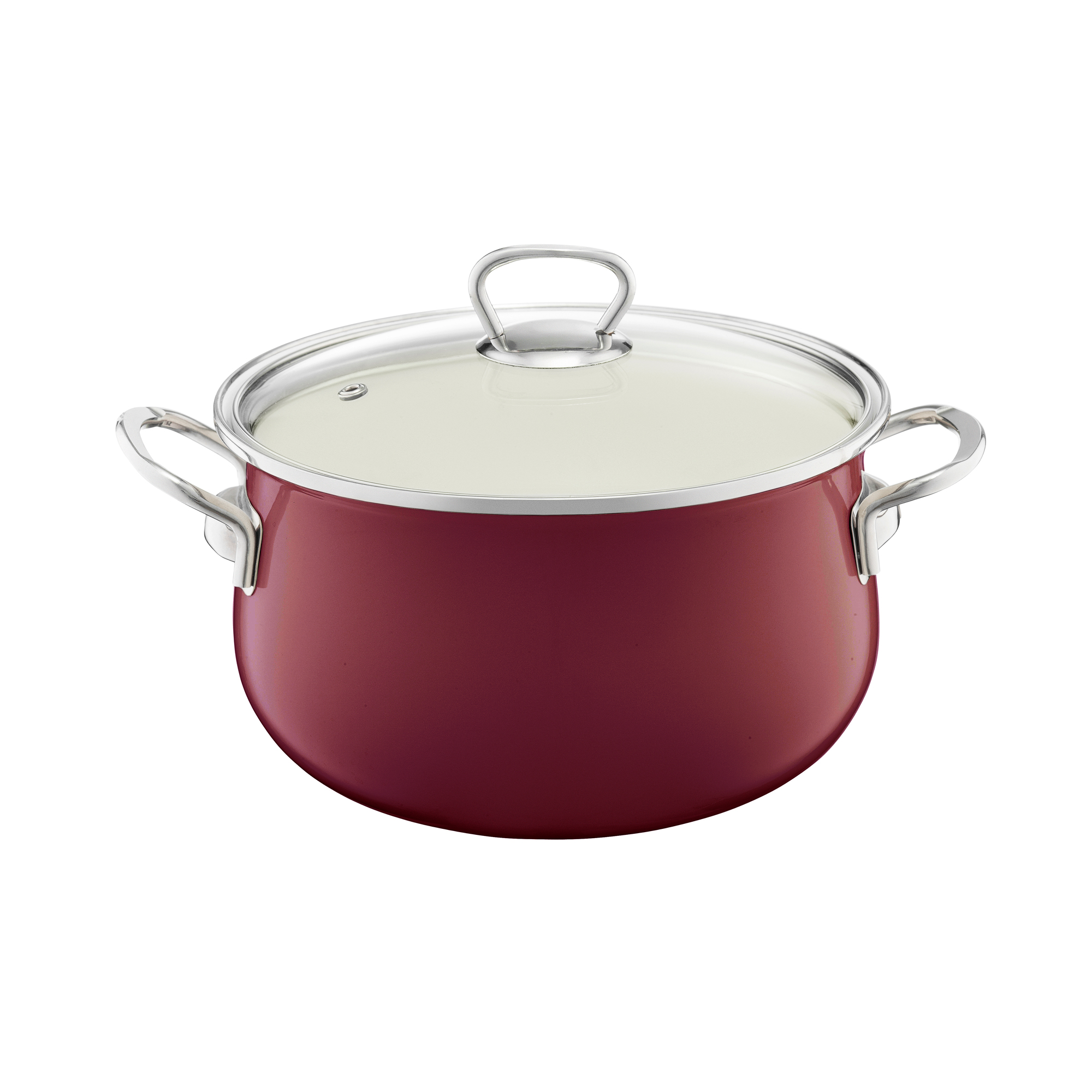 Garnek emaliowany z pokrywą Pyza 20 cm bordowy EMALIA OLKUSZ