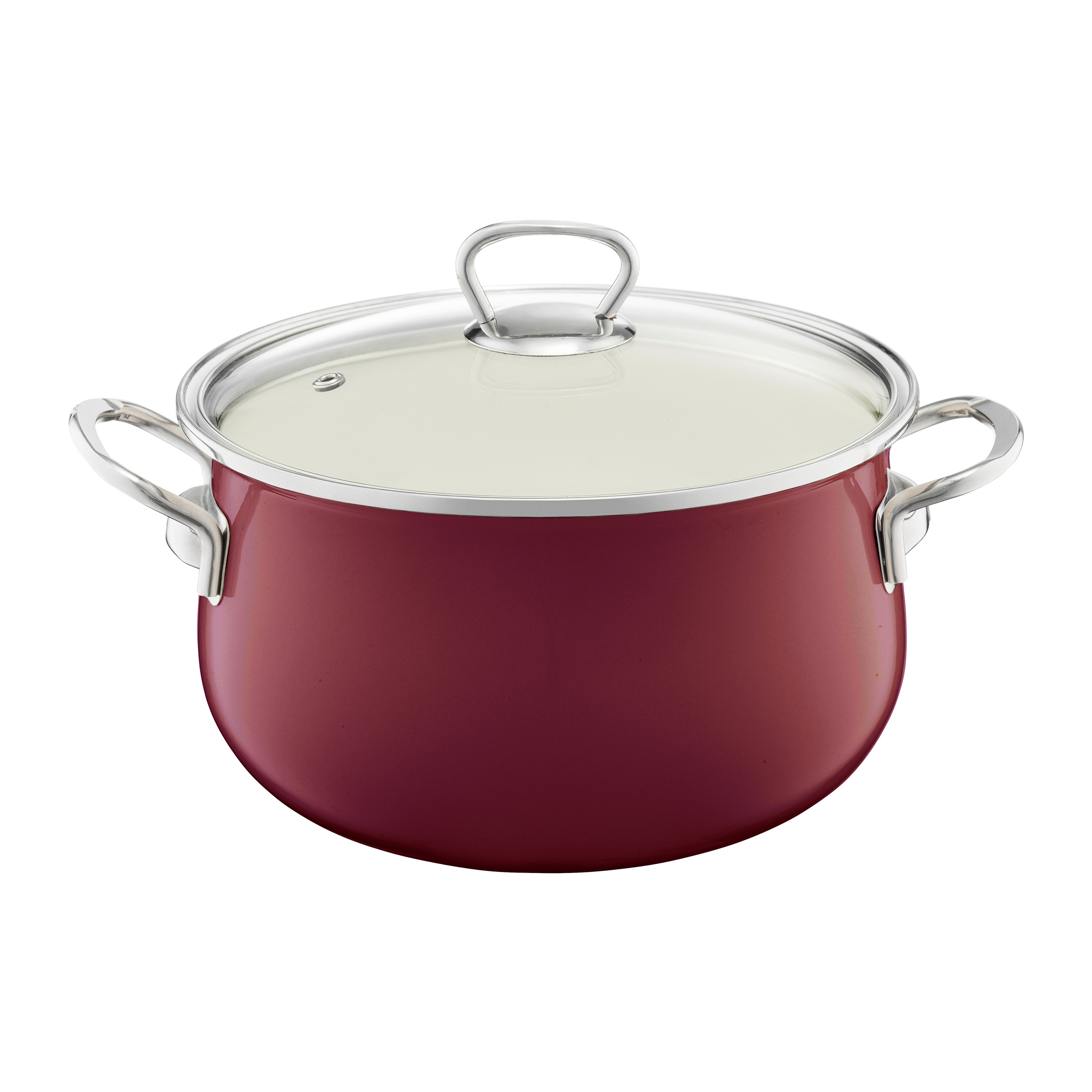 Garnek emaliowany z pokrywą Pyza 22 cm bordowy EMALIA OLKUSZ