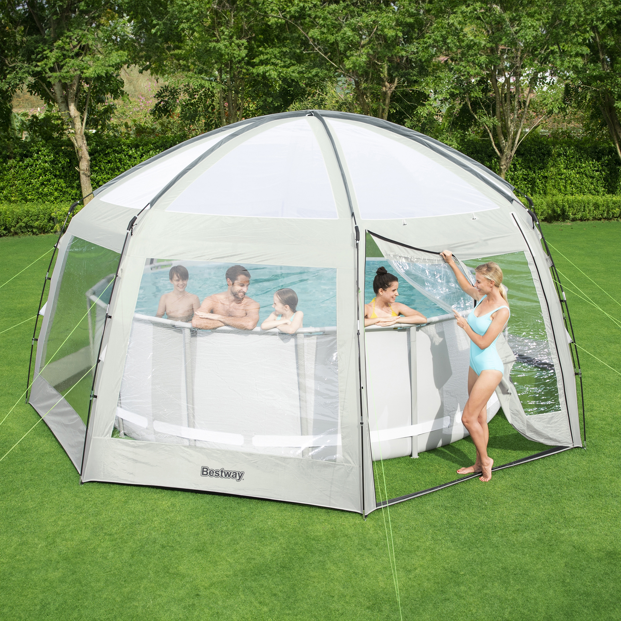Bazénový altán 600 x 600 x 295 cm BESTWAY (bez bazénu)