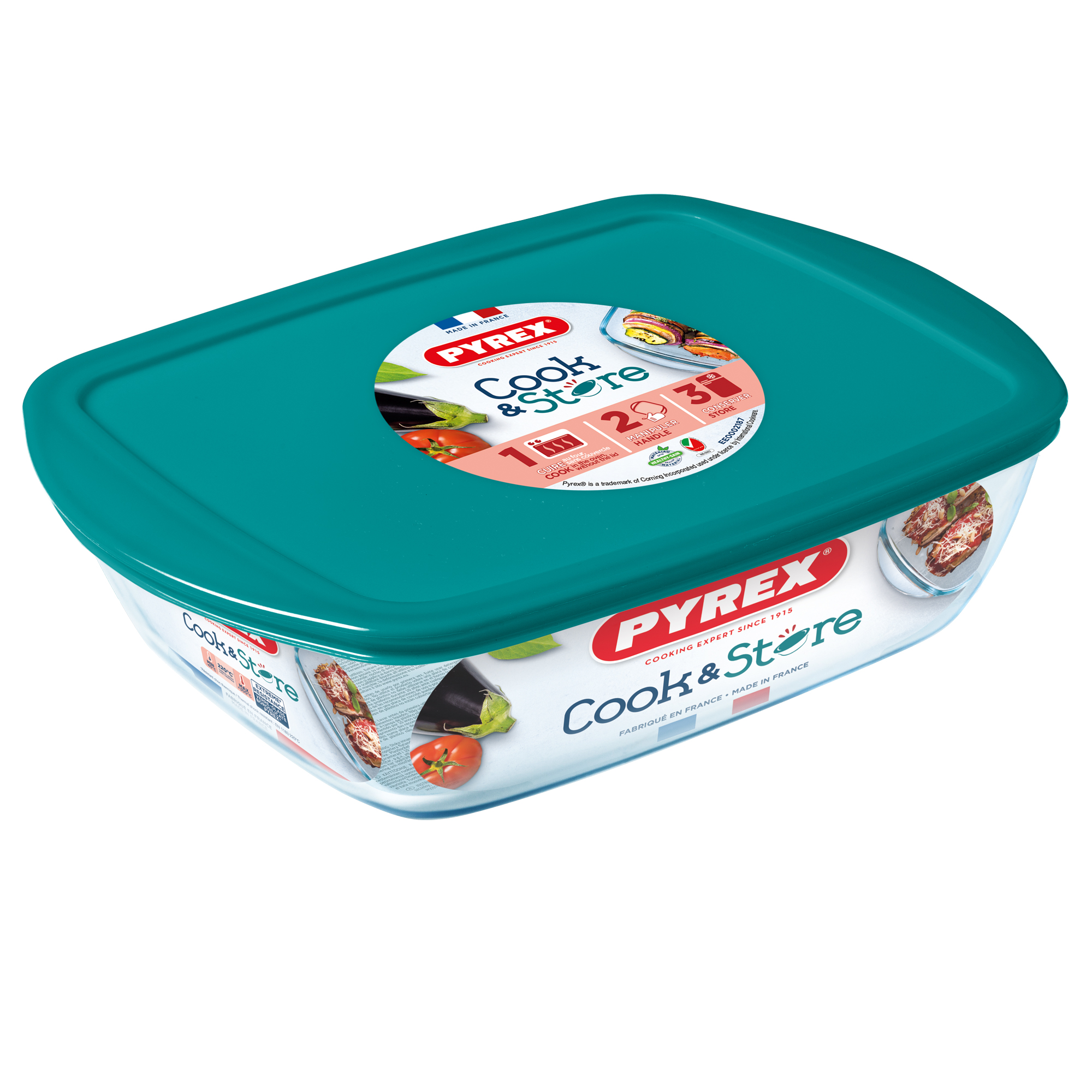 Pirofila rettangolare con coperchio Cook & Store 28 x 20 x 8 cm PYREX