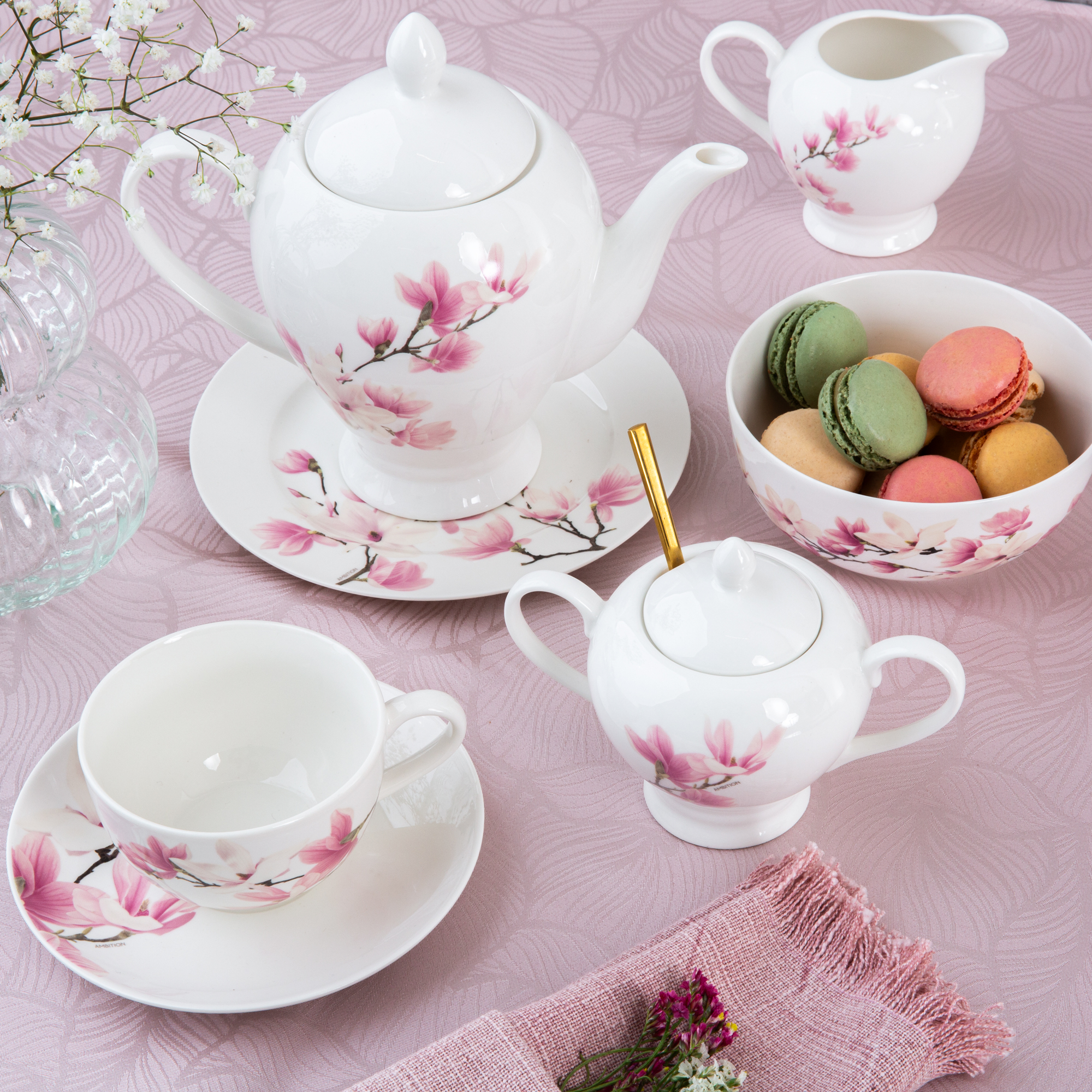 Porcelánový kávový servis pro 6 osob Magnolia 12-dílů AMBITION