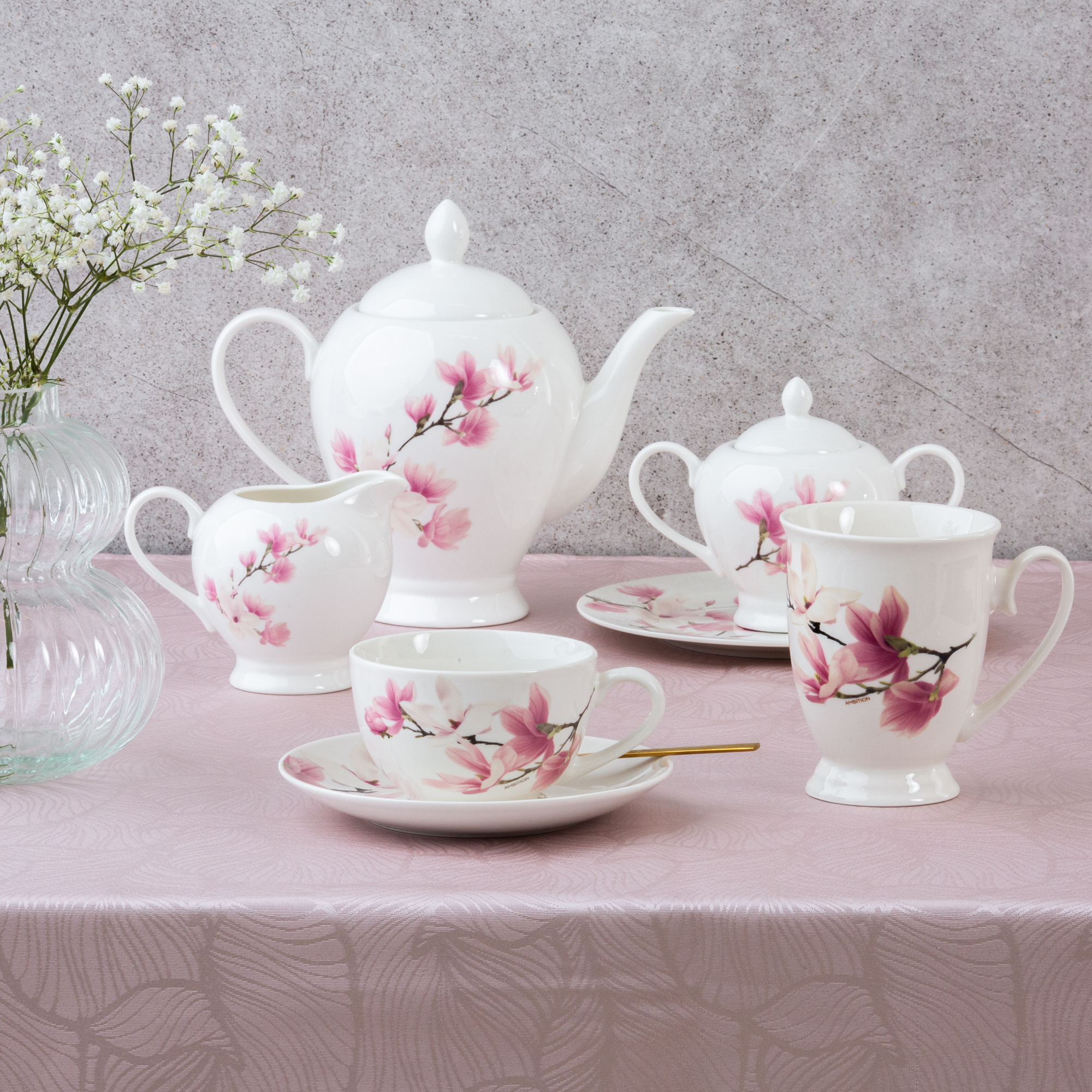 Porcelánový kávový servis pro 6 osob Magnolia 12-dílů AMBITION