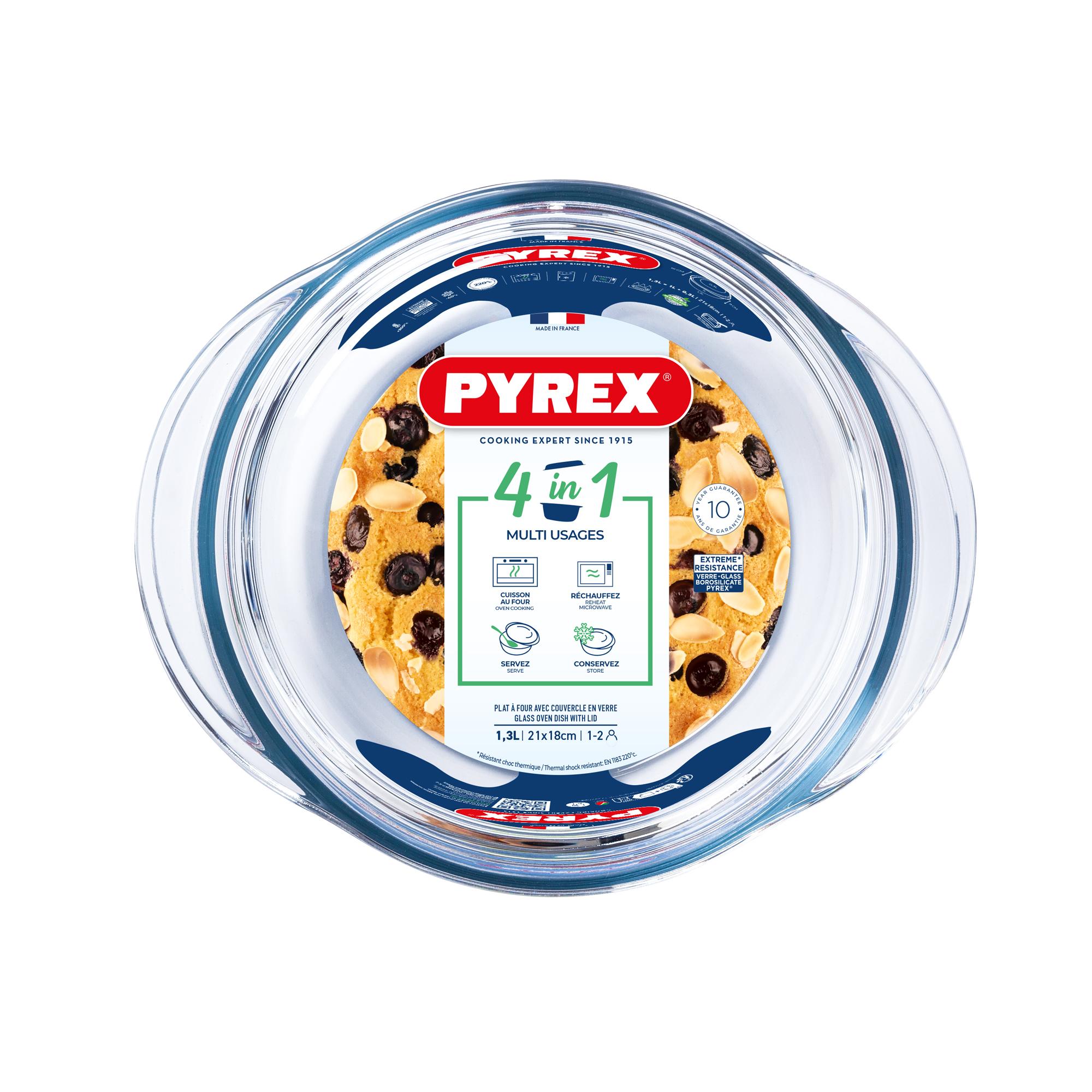 Auflaufform mit Deckel  1,3 l 4in1 rund PYREX