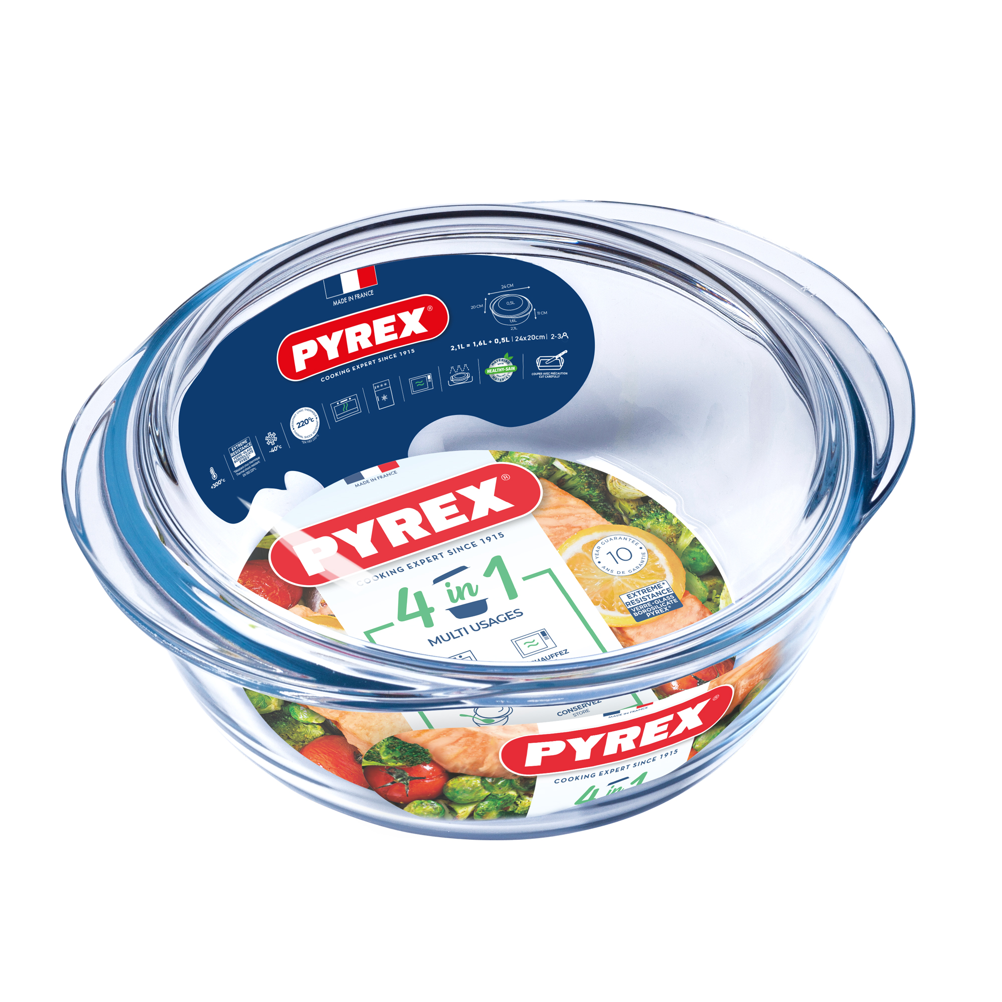 Ugnsform med lock 4in1 2,1 l rund PYREX  