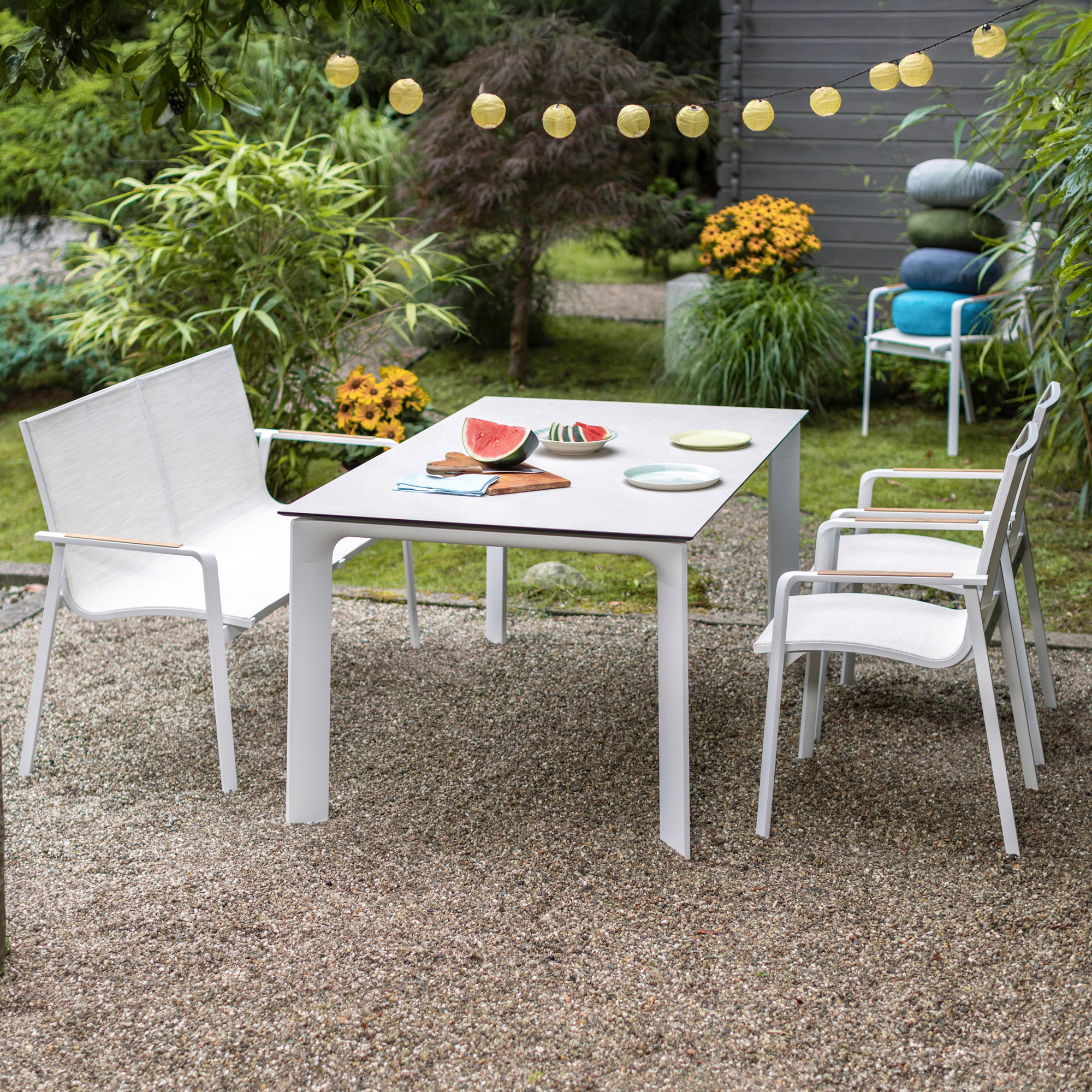 Zahradní židle s teakovými područkami Diamond White - Beige KETTLER 0103902-5800