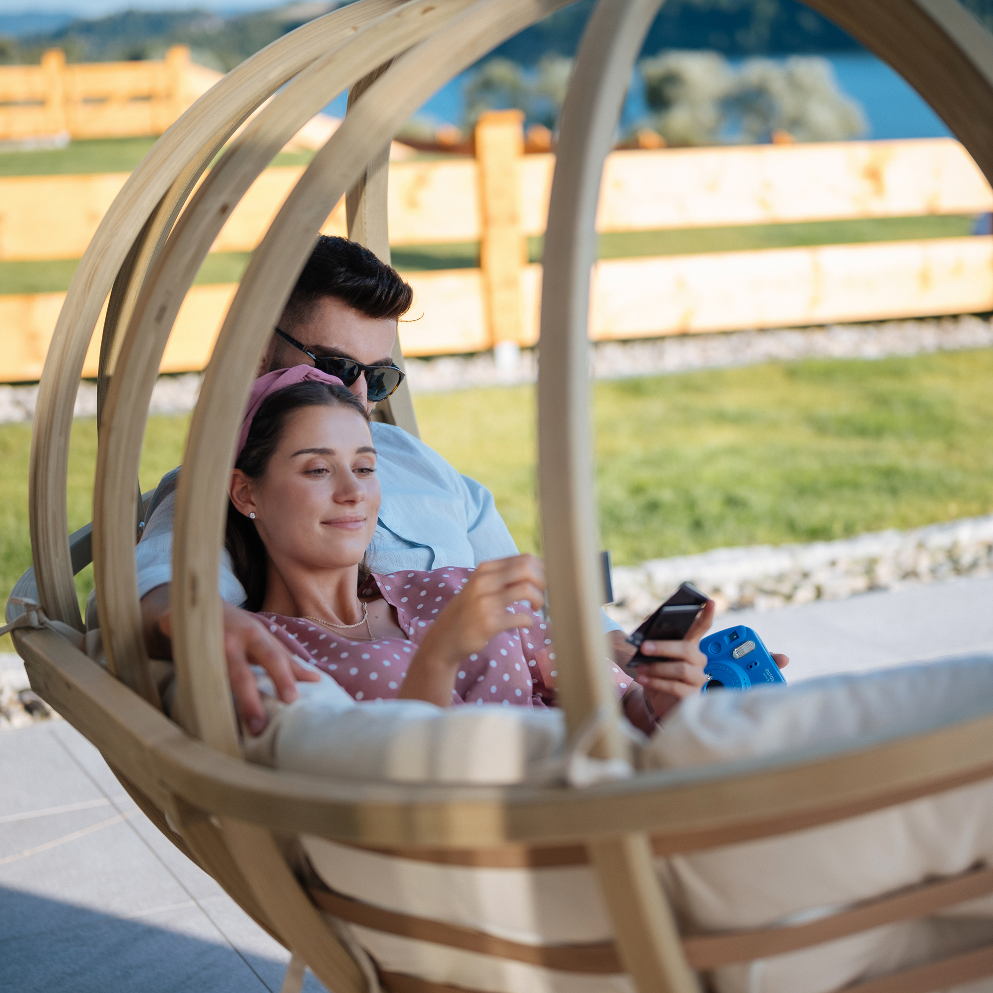 Závesné kreslo Swing Pod Cream XL so stojanom CZILLO