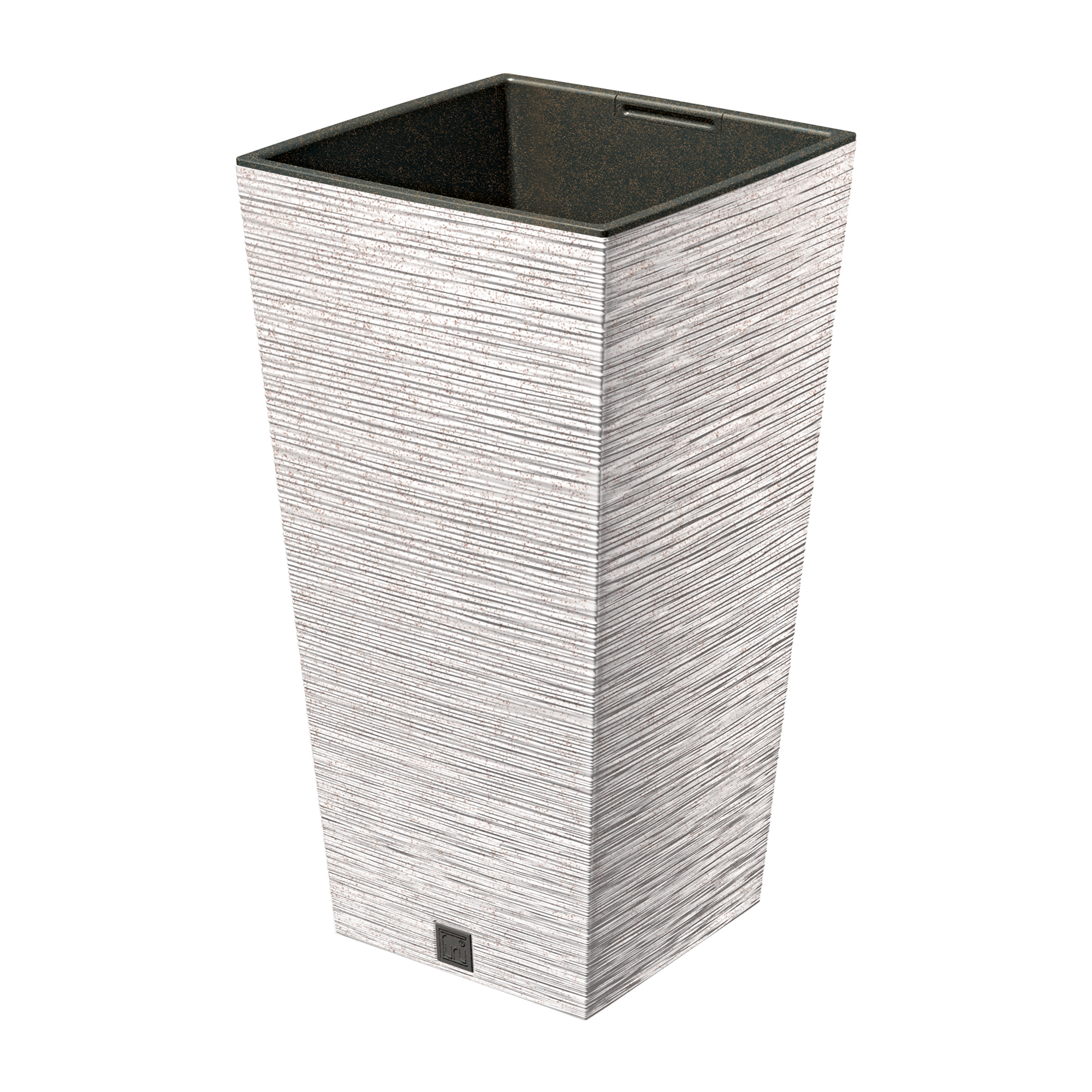 Zahradní plastový květináč s vložkou Furu Square Eco Wood White 50 cm PROSPERPLAST
