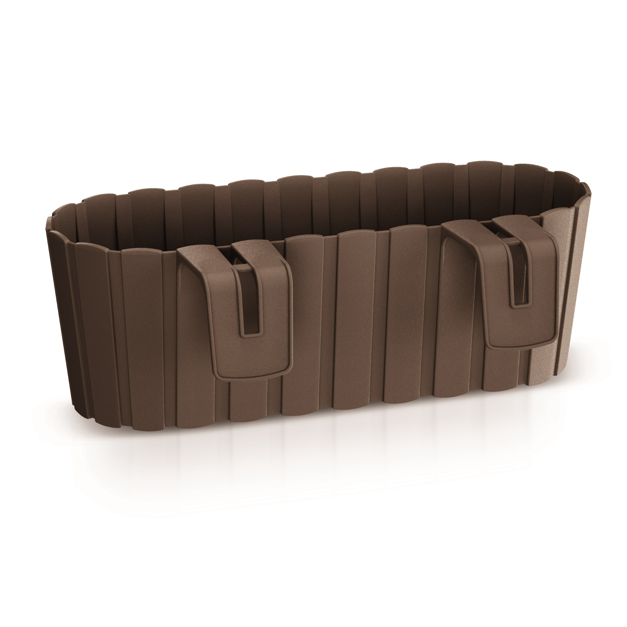Truhlík na zábradlí balkonu Boardee Brown 38,3 x 21,2 x 13 cm PROSPERPLAST
