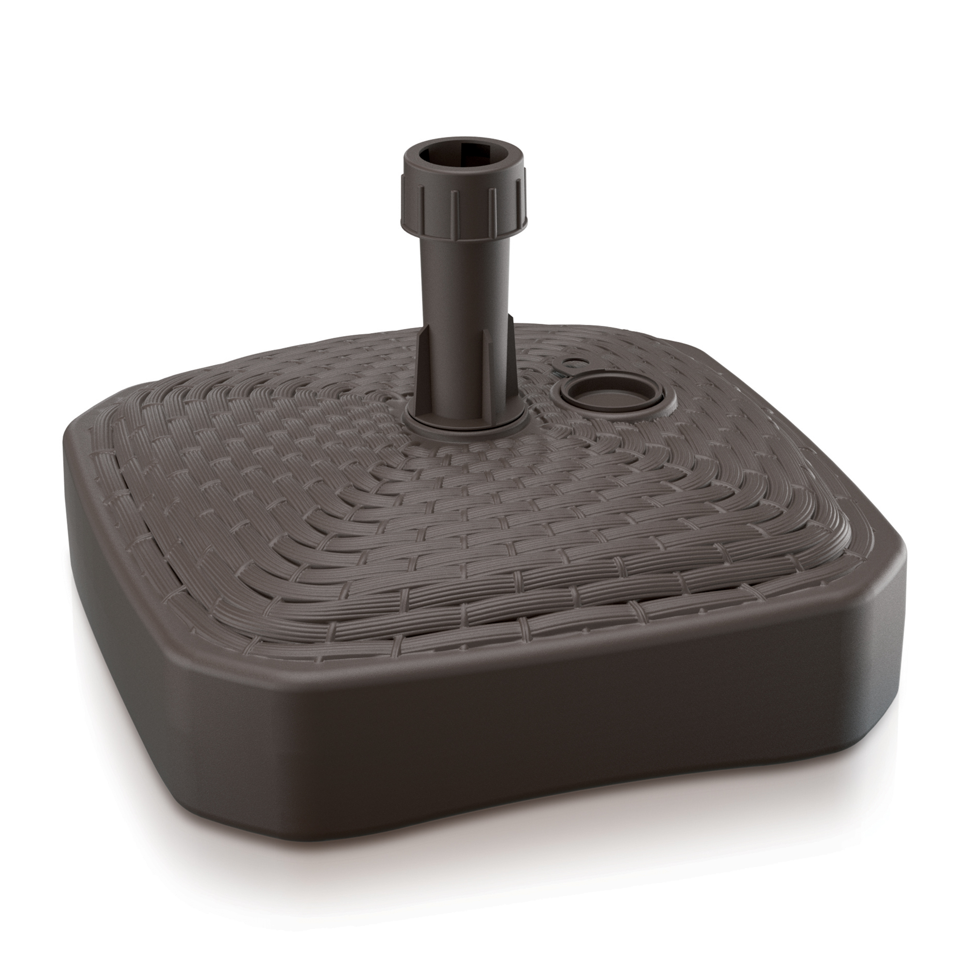 Hnědý plastový podstavec na slunečník rattan 39 x 39 cm PROSPERPLAST