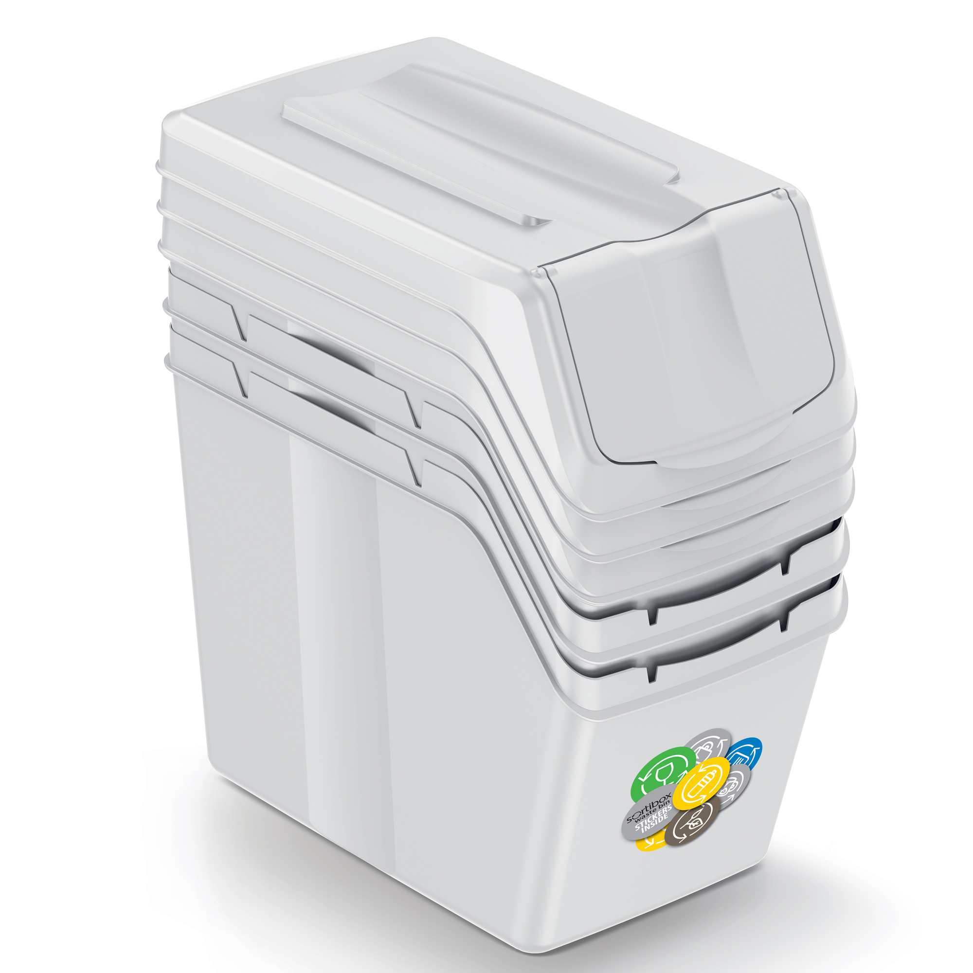 Sada 3 popelavých košů na tříděný odpad Sortibox 3 x 20 l KEDEN