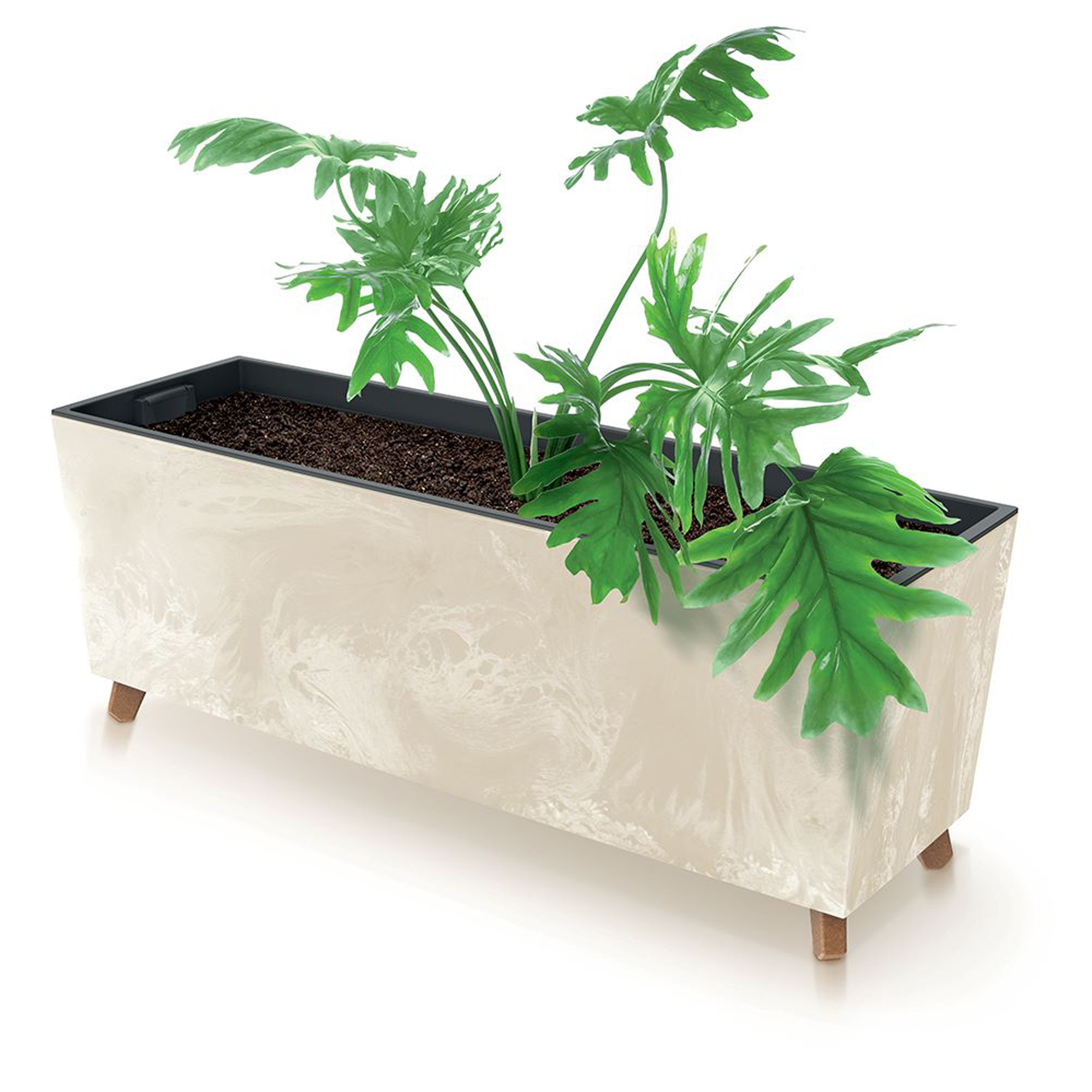 Blumentopf mit Einsatz Urbi Beton Effect 77 x 23,5 x 30 cm creme PROSPERPLAST