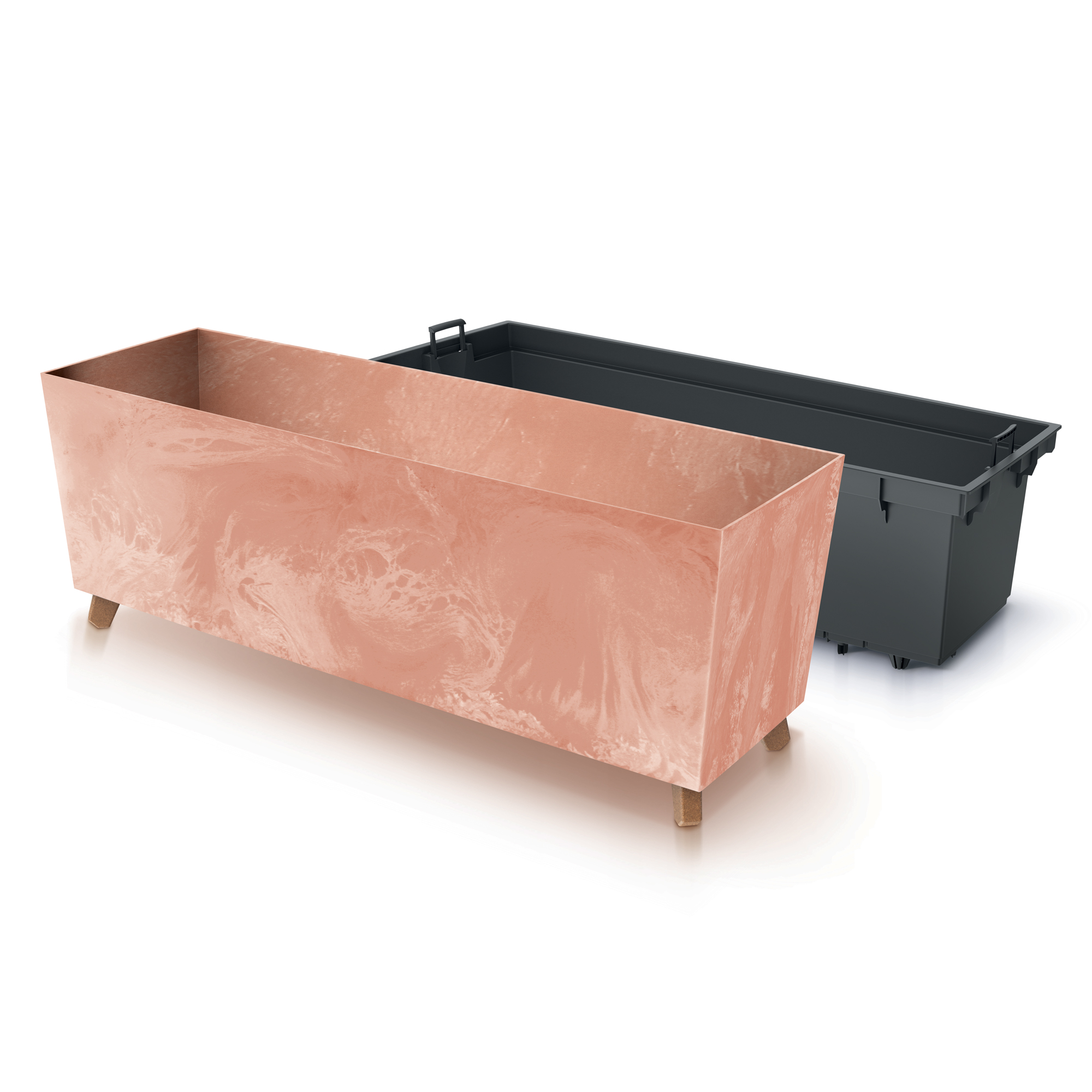 Plastový záhradný kvetináč s vložkou Urbi Beton Effect Terracotta 77 x 23,5 x 30 cm PROSPERPLAST