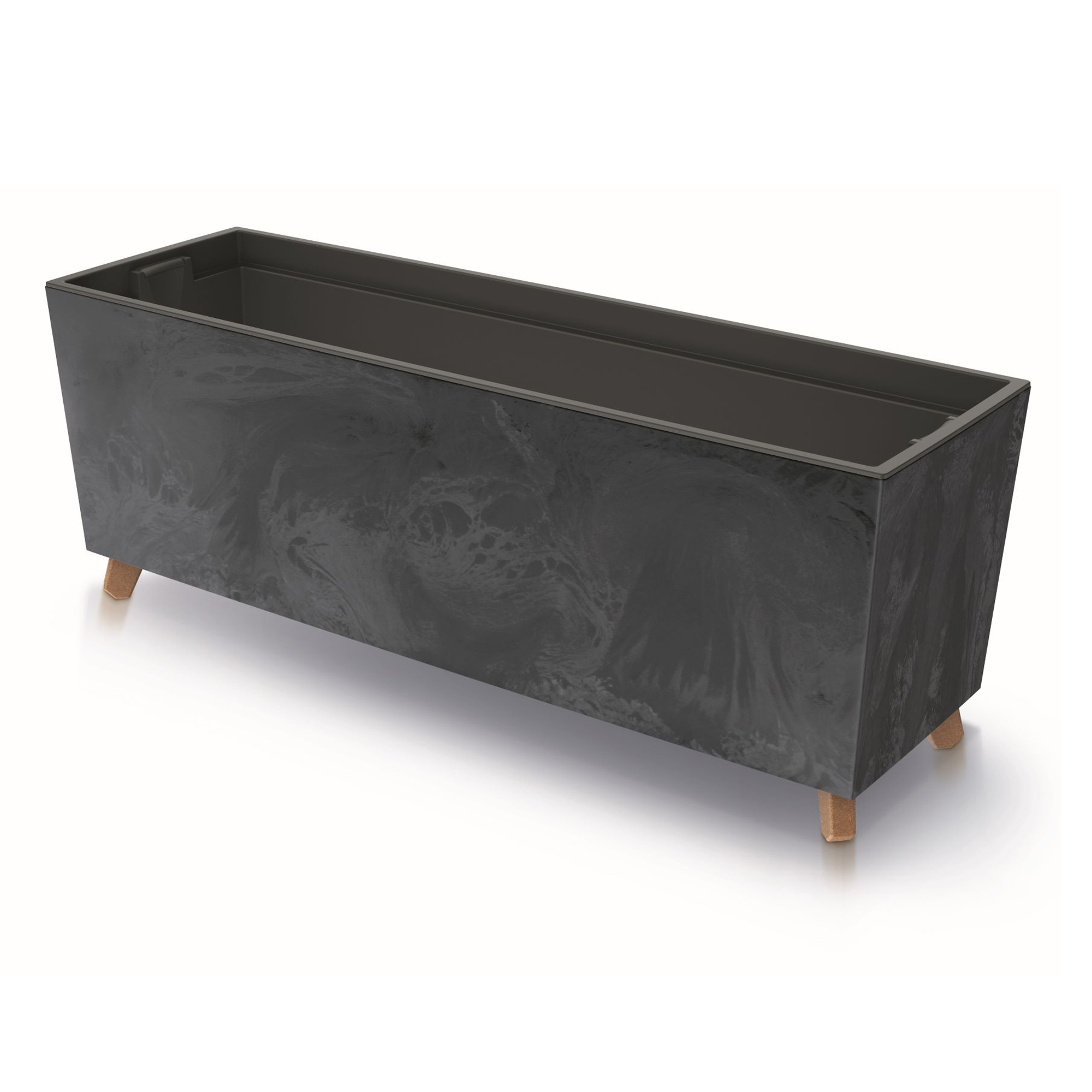 Plastový záhradný kvetináč s vložkou Urbi Beton Effect Antracit 77 x 23,5 x 30 cm PROSPERPLAST