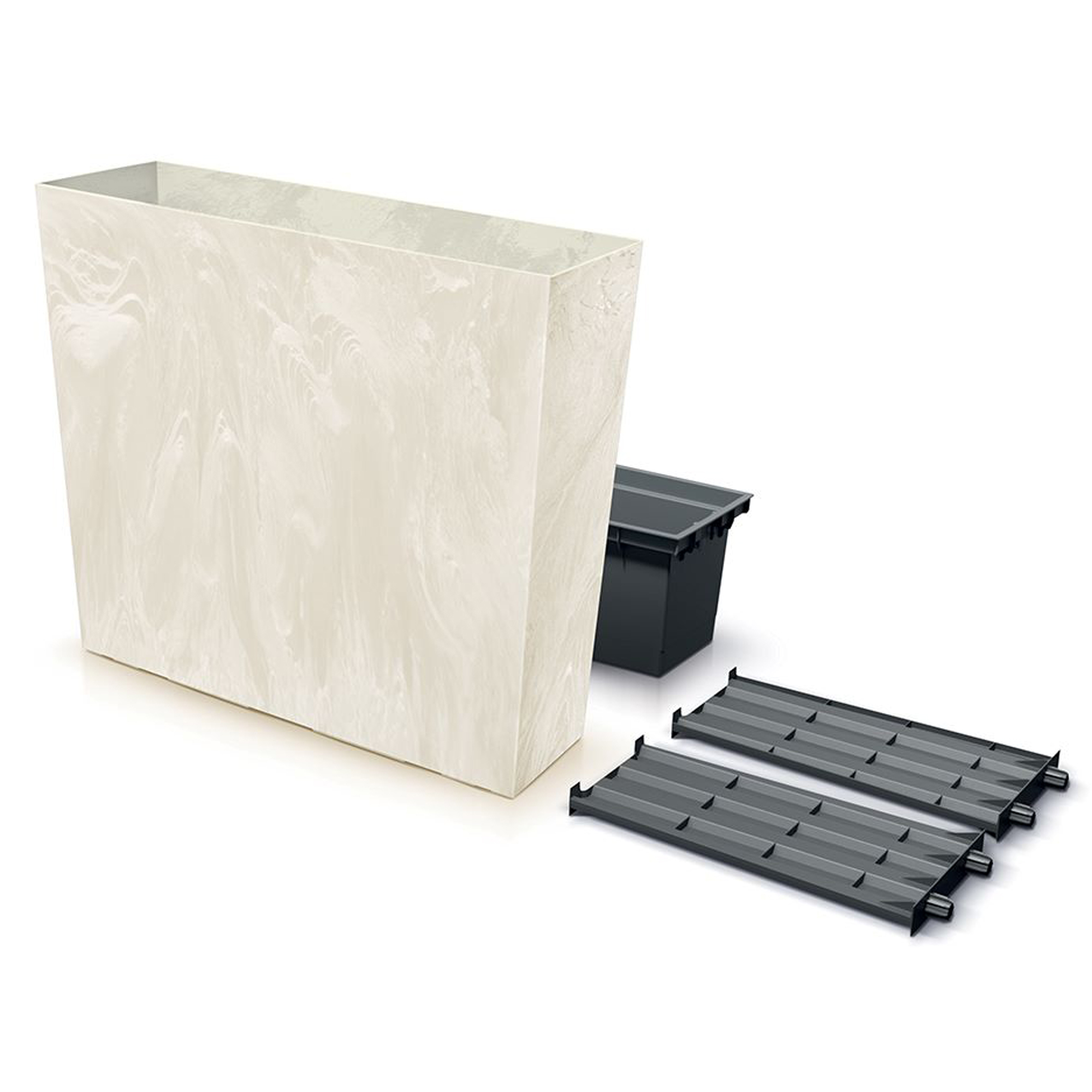 Plastový zahradní květináč s vložkou Urbi Beton Effect Cream 77 x 23,5 x 68,5 cm PROSPERPLAST