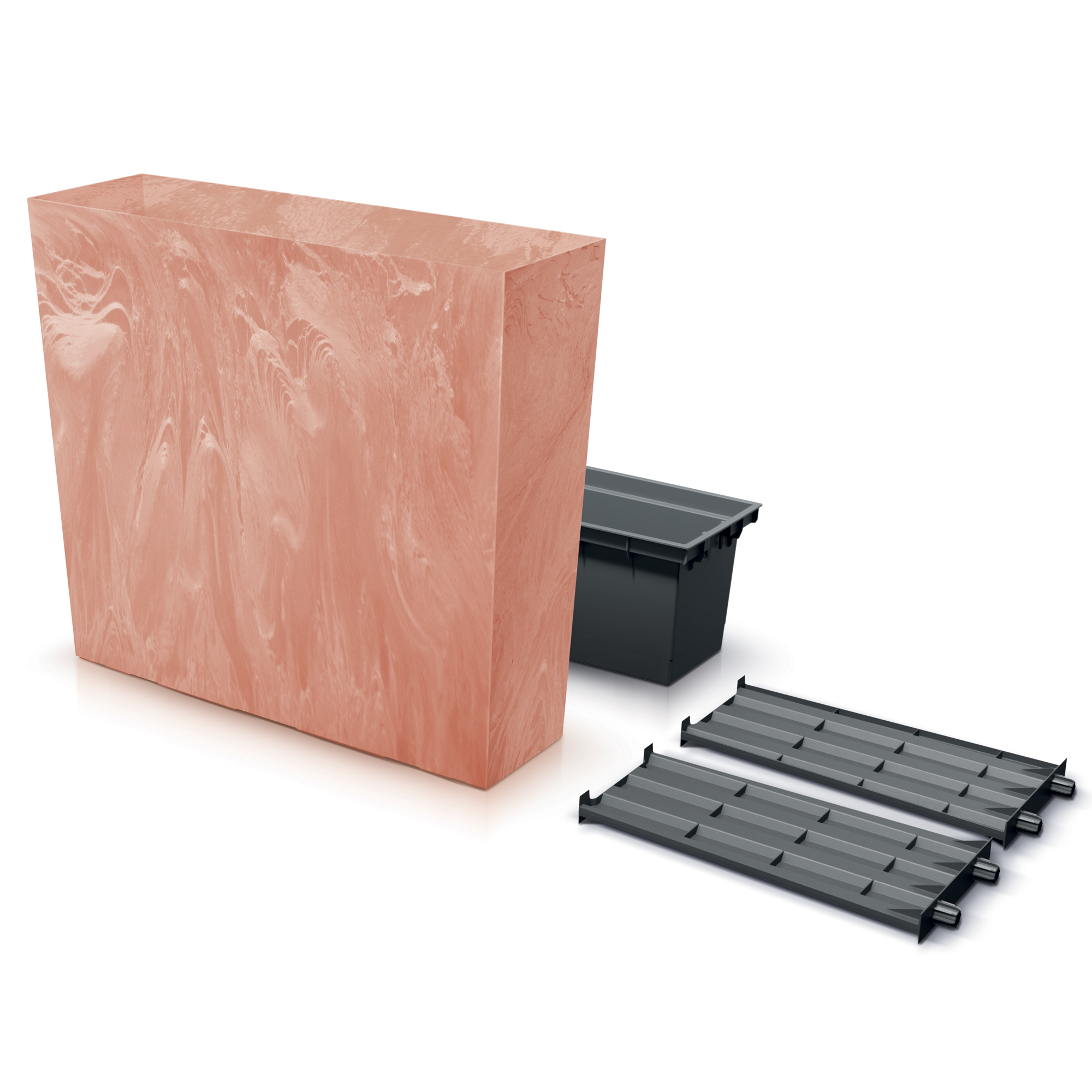Plastový zahradní květináč s vložkou Urbi Beton Effect Terracotta 77 x 23,5 x 68,5 cm PROSPERPLAST