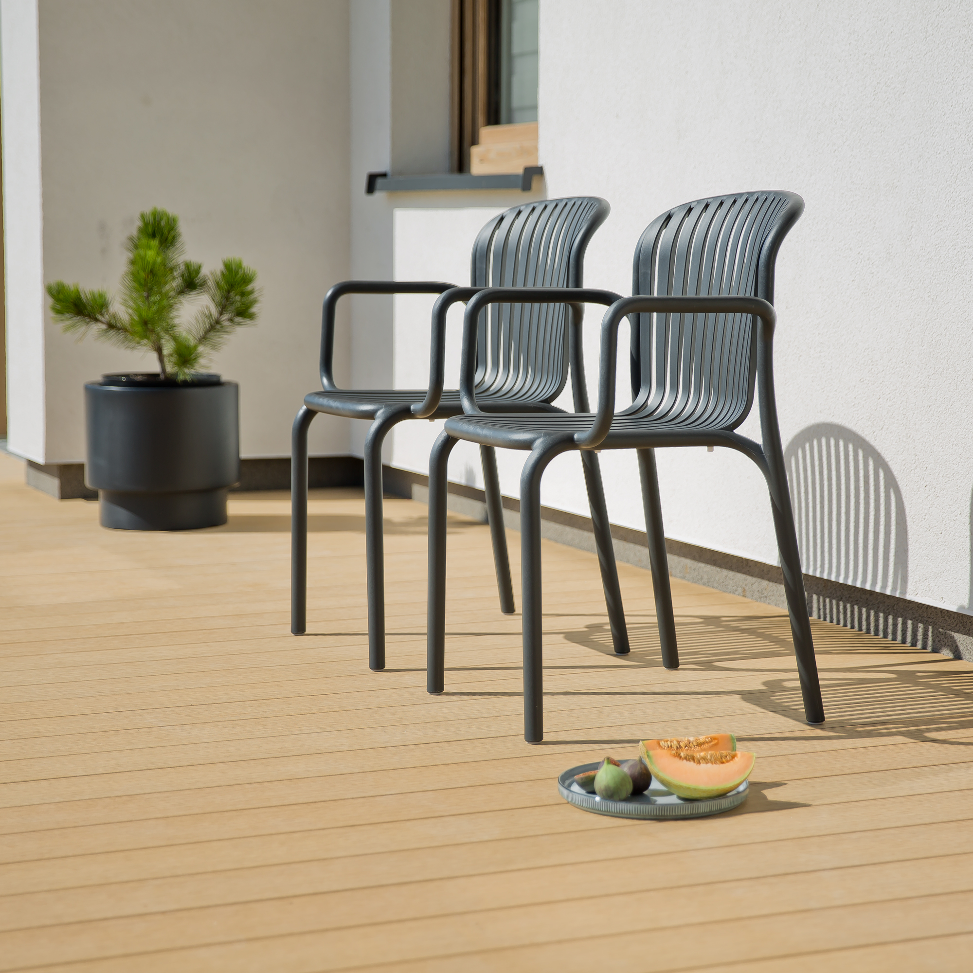 Sedia da giardino con braccioli Brene Carbon FERNE