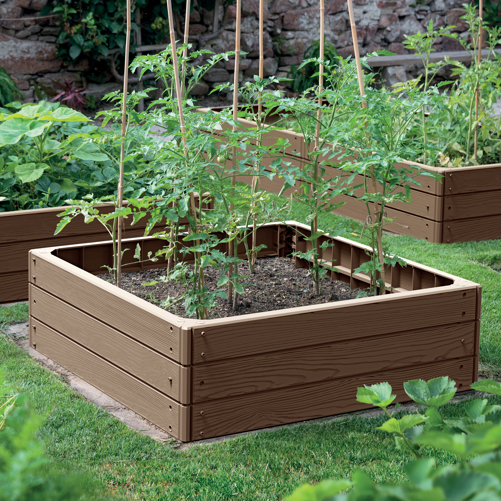 Zahradní palisáda Base Woody Brick 75,6 x 75,6 cm PROSPERPLAST