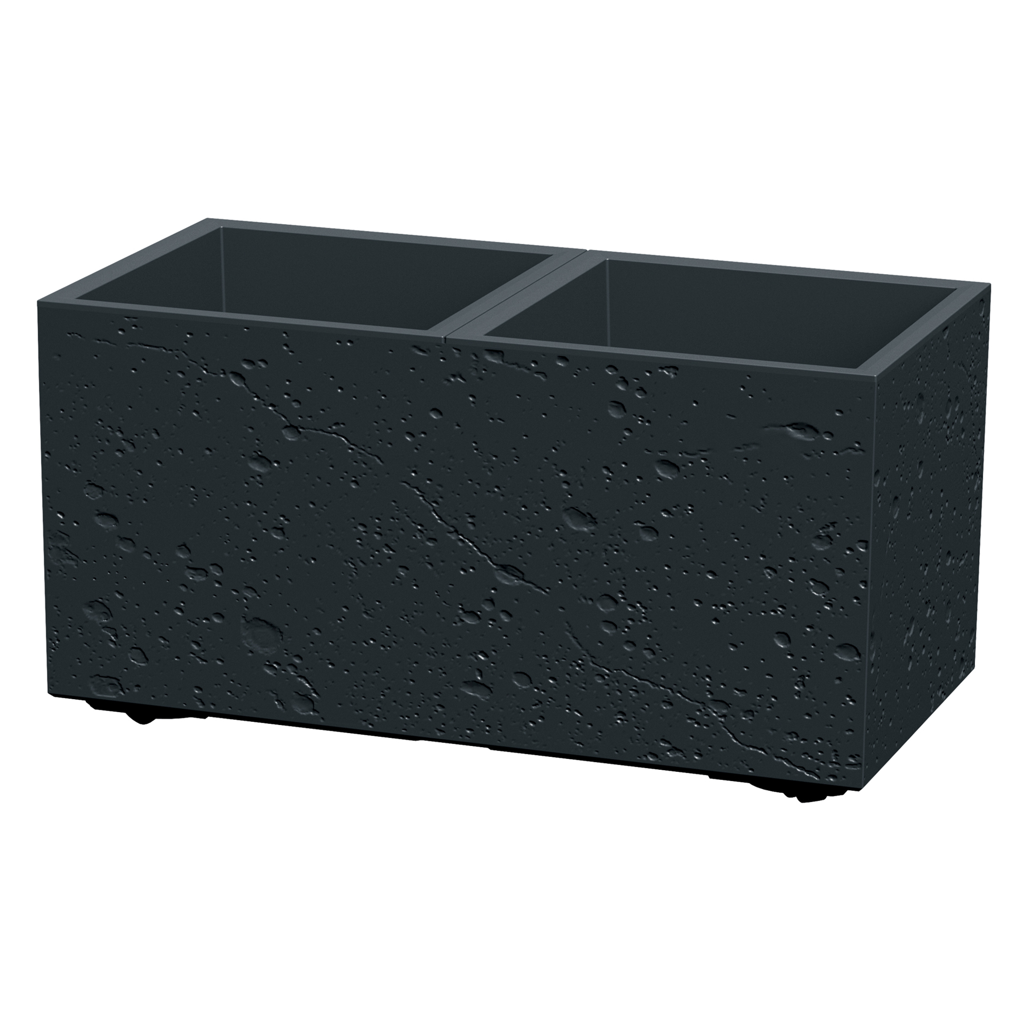 Čierny plastový kvetináč s vložkami na kolieskach Sierra Case Beton Effect 57 x 29 x 29 cm PROSPERPLAST