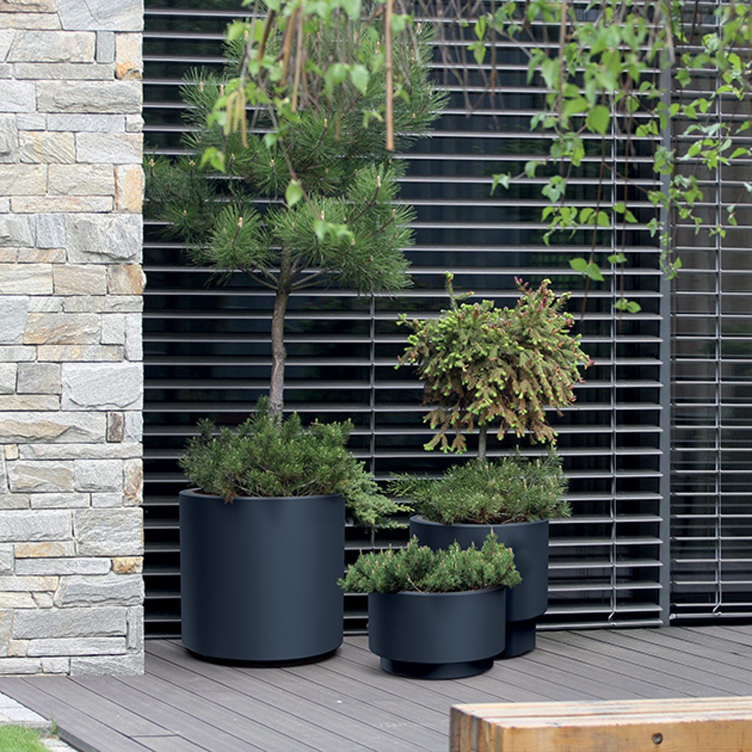 Vaso da giardino con inserto Heos 39 x 39 x 38 cm antracite PROSPERPLAST