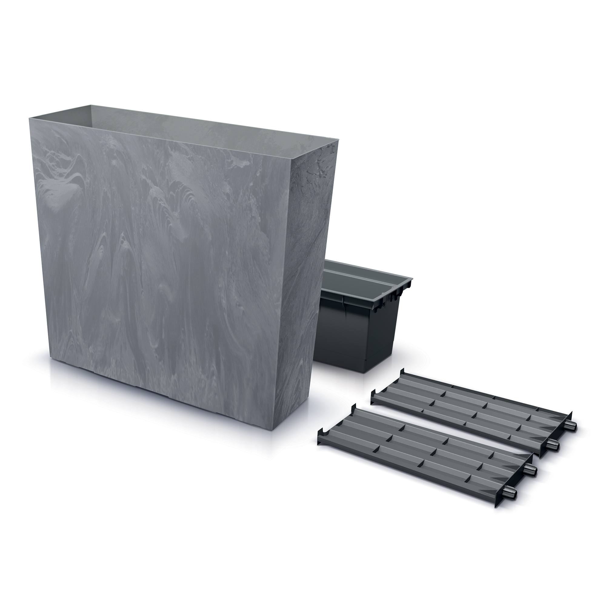Pflanzkübel mit Einsatz 77 x 23,5 x 68,7 cm Urbi Tower Beton Effect marengo PROSPERPLAST