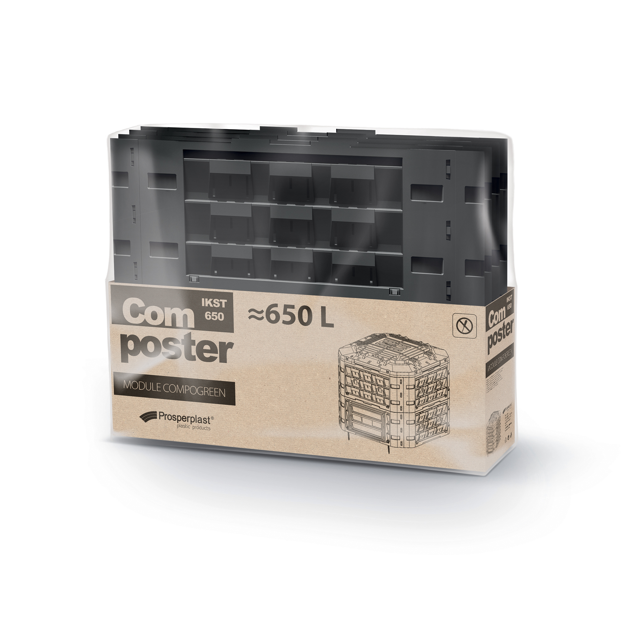 Černý plastový kompostér Compogreen Vario 650 l PROSPERPLAST