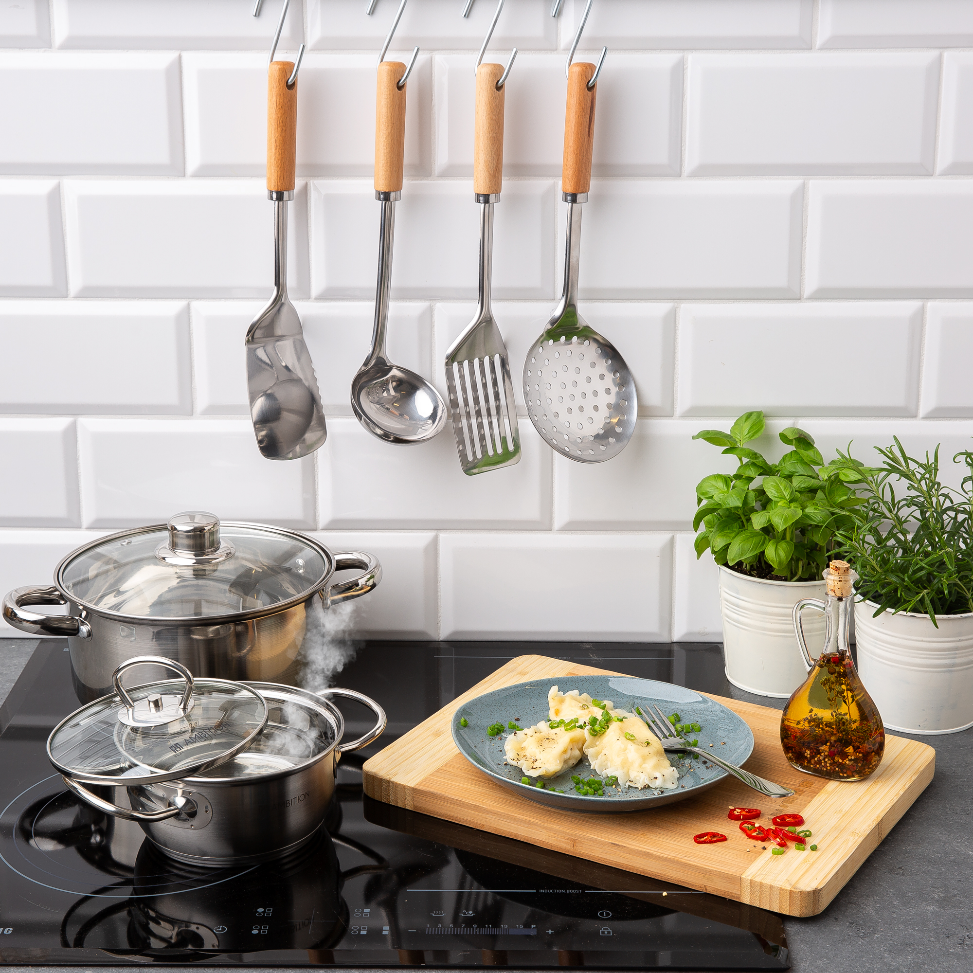 Set di 4 utensili da cucina Natural AMBITION