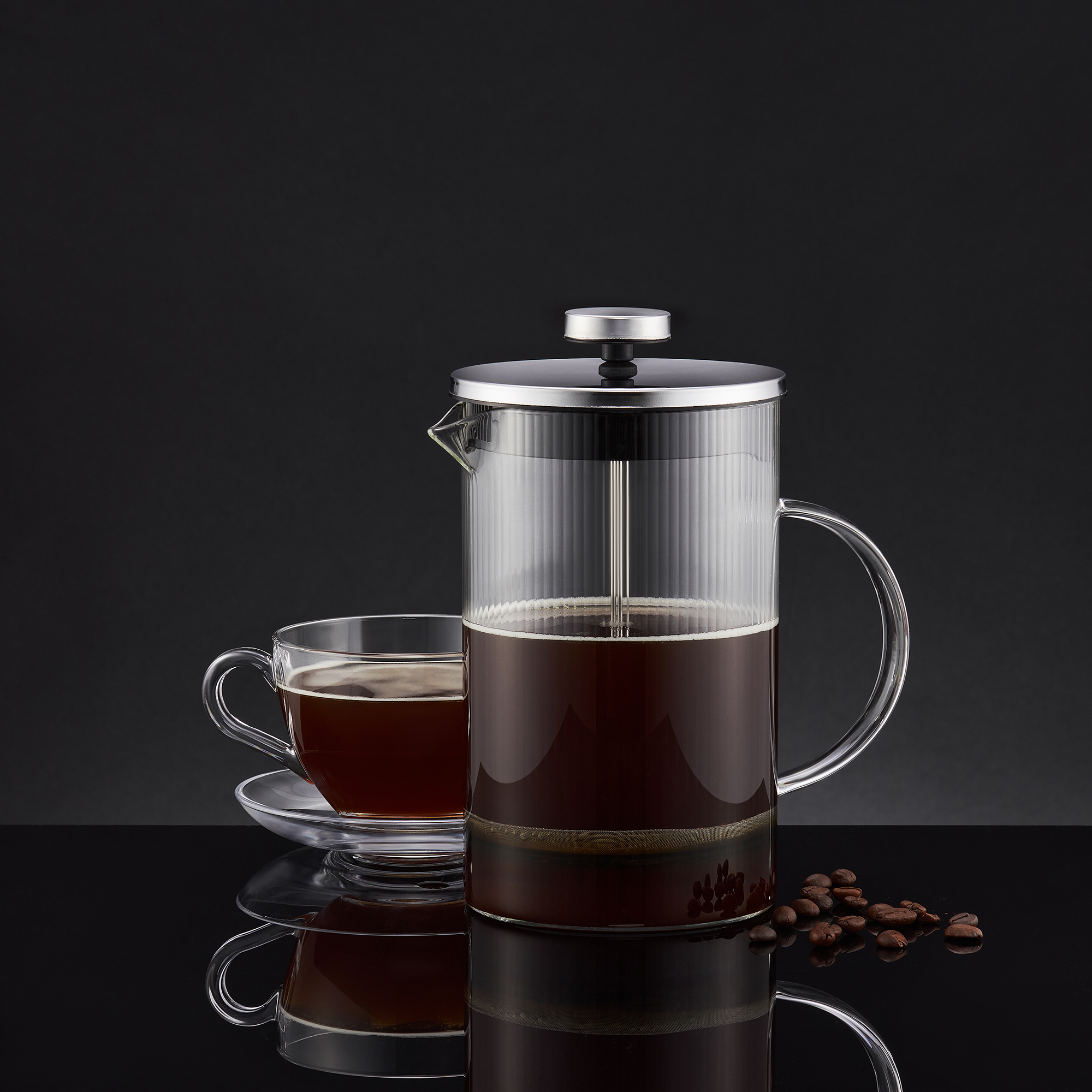 Sklenený French Press na kávu a čaj Curly 800 ml AMBITION