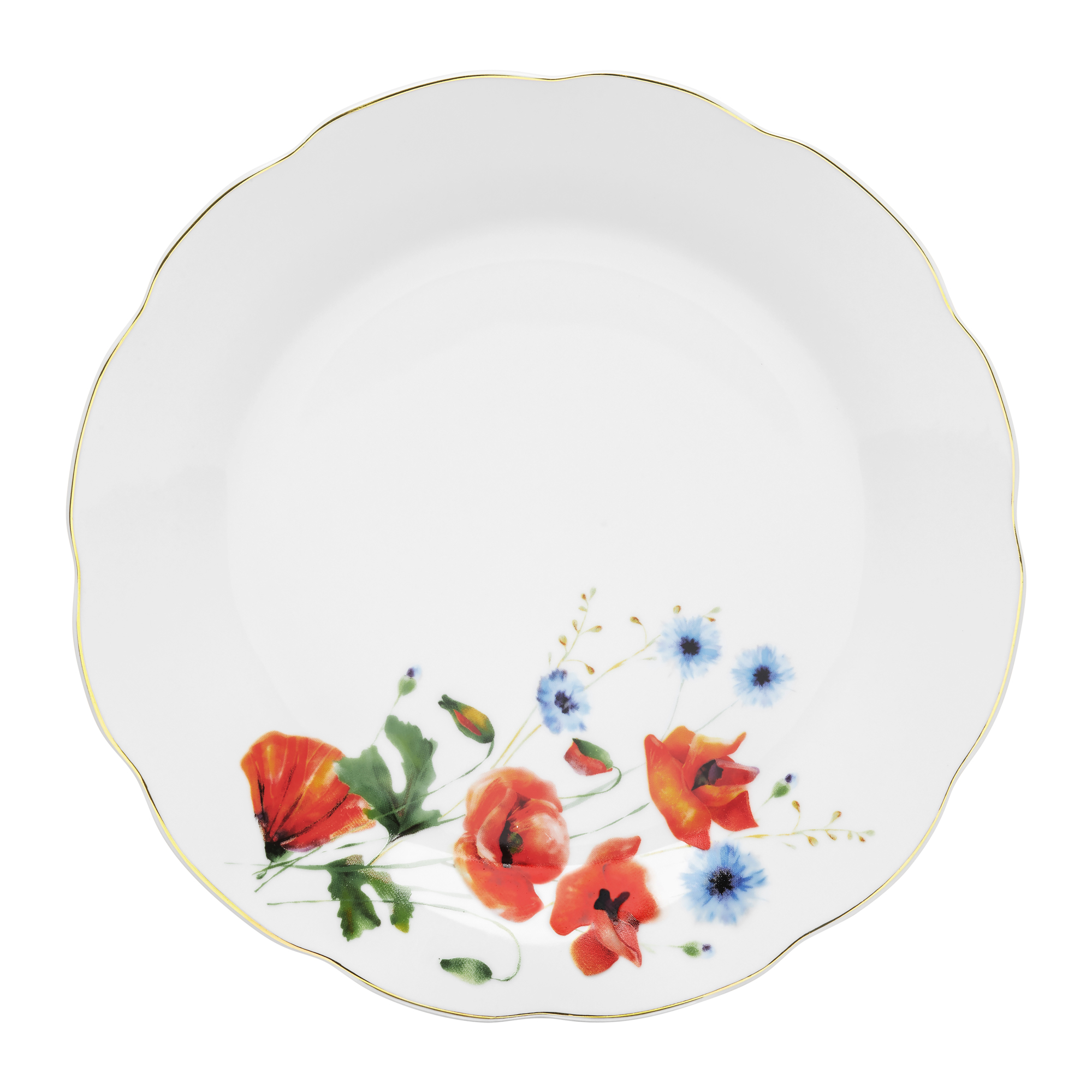 Mělký porcelánový talíř Poppies 23 cm DOMOTTI