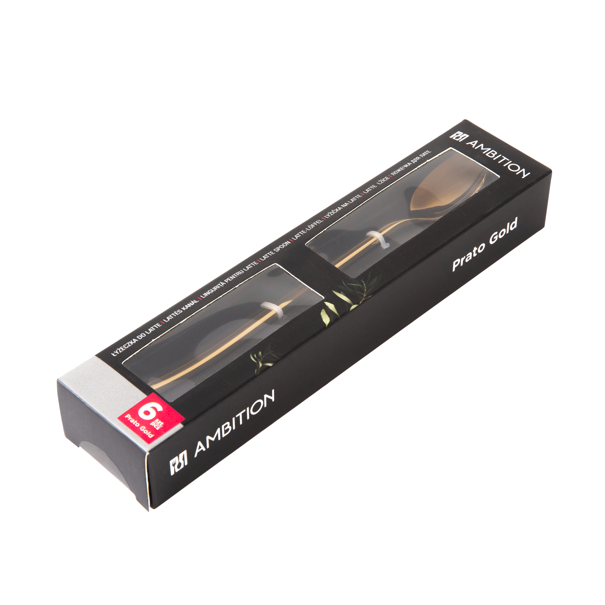 Sada 6 lyžičiek na Caffe Latte Prato Gold 18,5 cm AMBITION