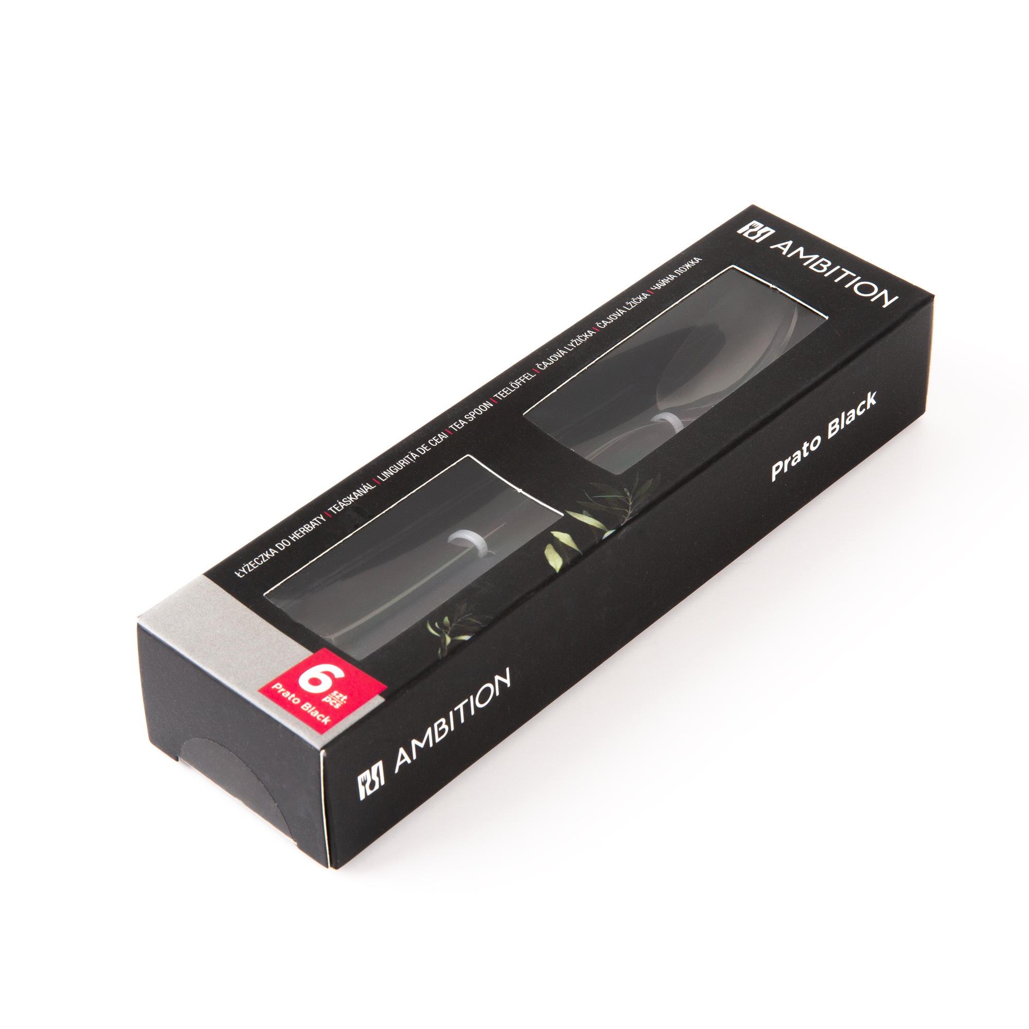 Sada 6 čajových lžiček Prato Black 14 cm AMBITION