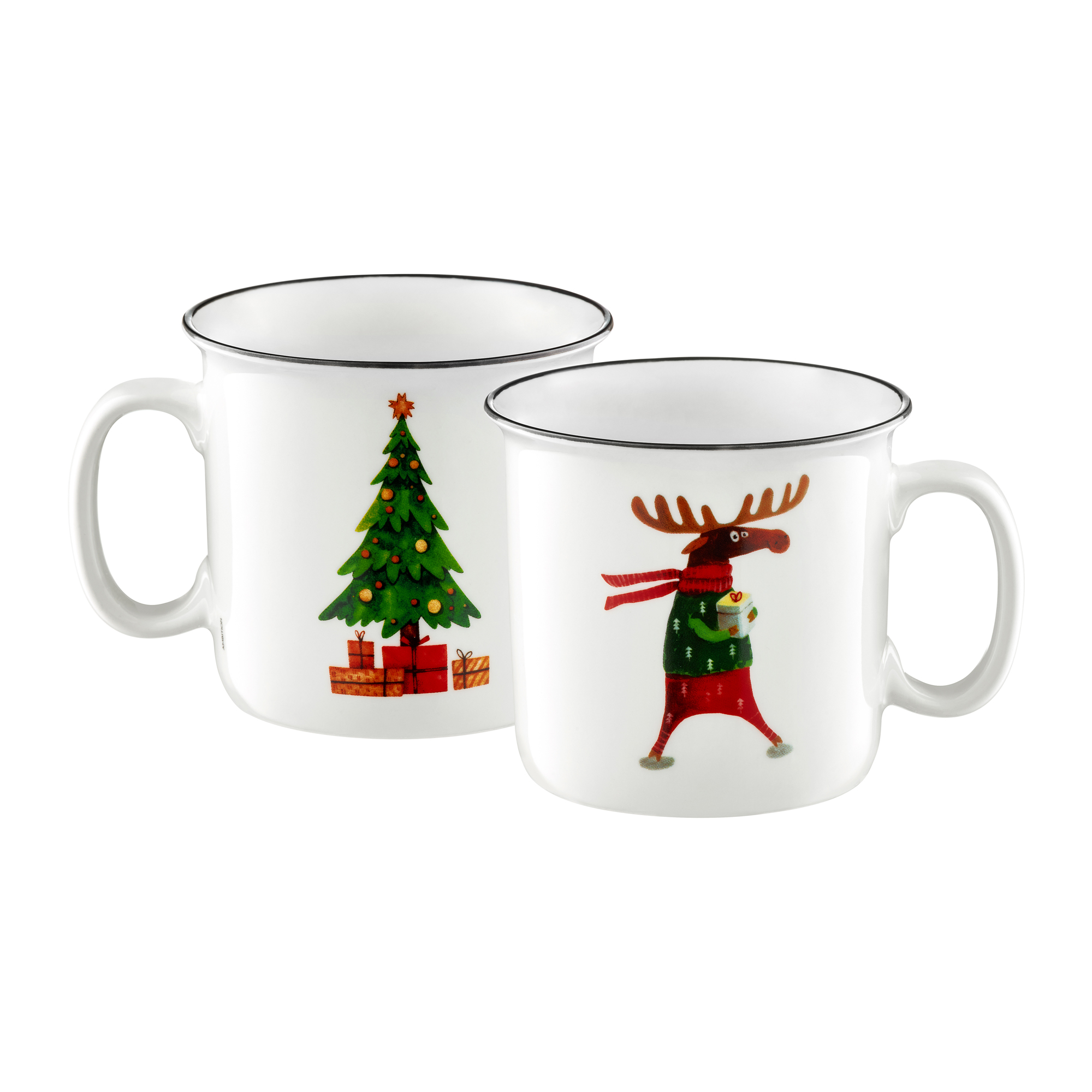Kaffeebecher mit schwarzem Rand Forest 510 ml Elch AMBITION