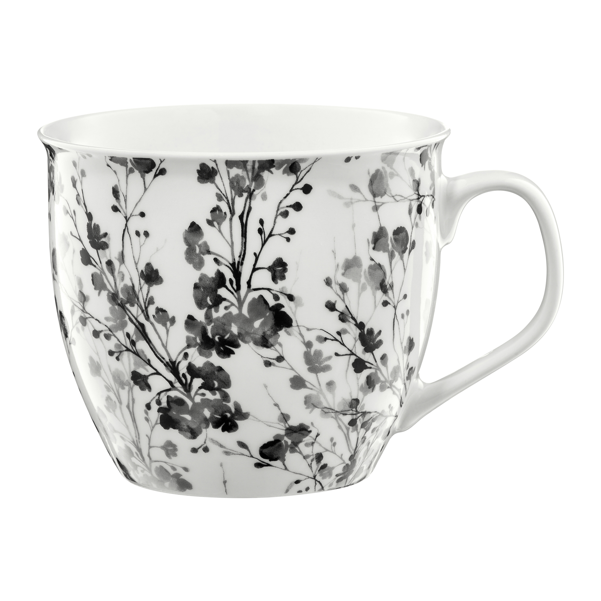 Mug porcelain 550 ml Black Nature white AMBITION
