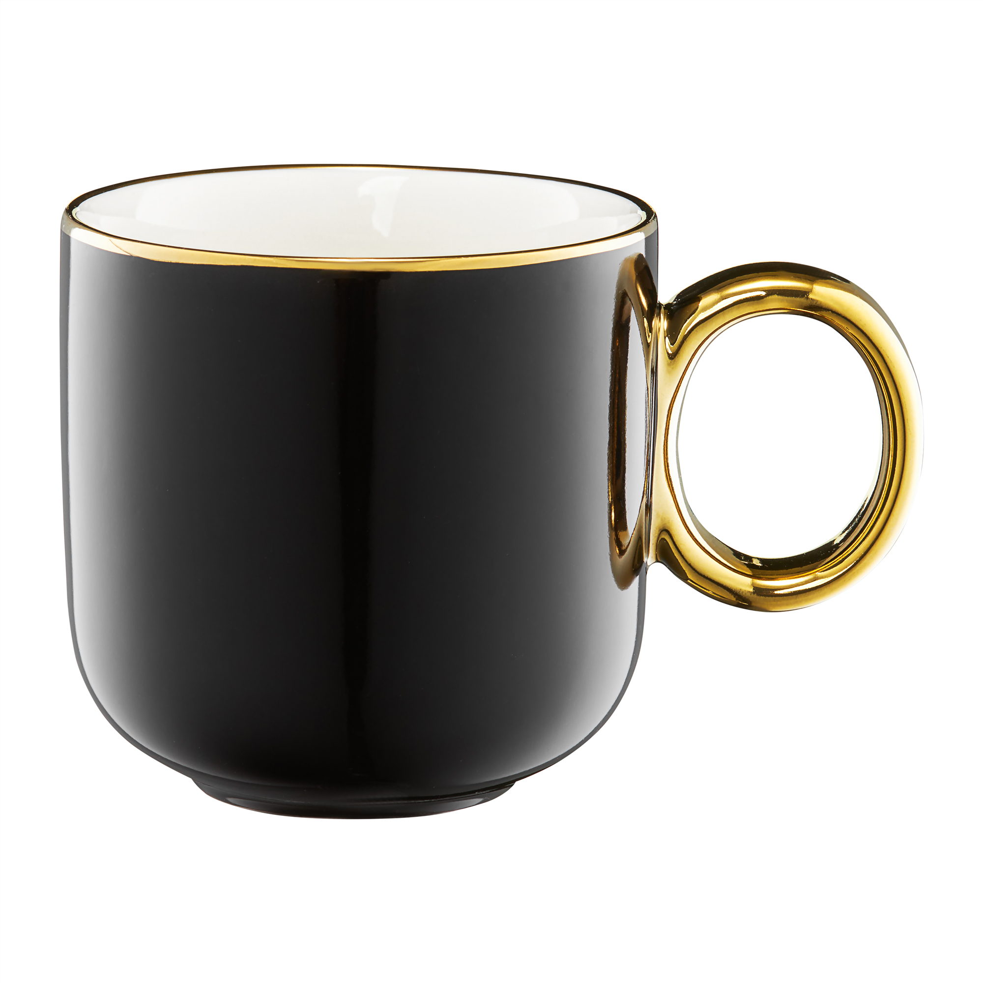 Sada 4 porcelánových hrnků Royal Black-Gold 380 ml AMBITION