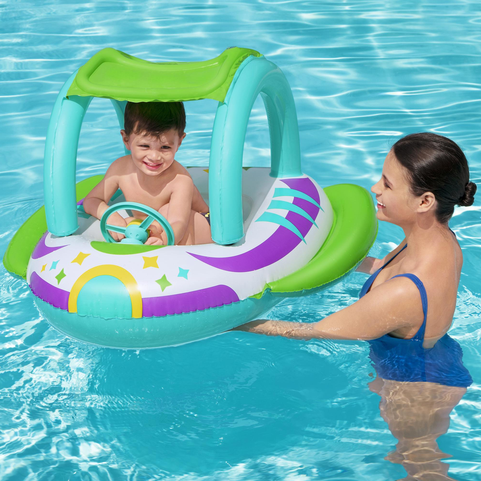Nafukovací dětský člun se stříškou 107 x 112 cm BESTWAY