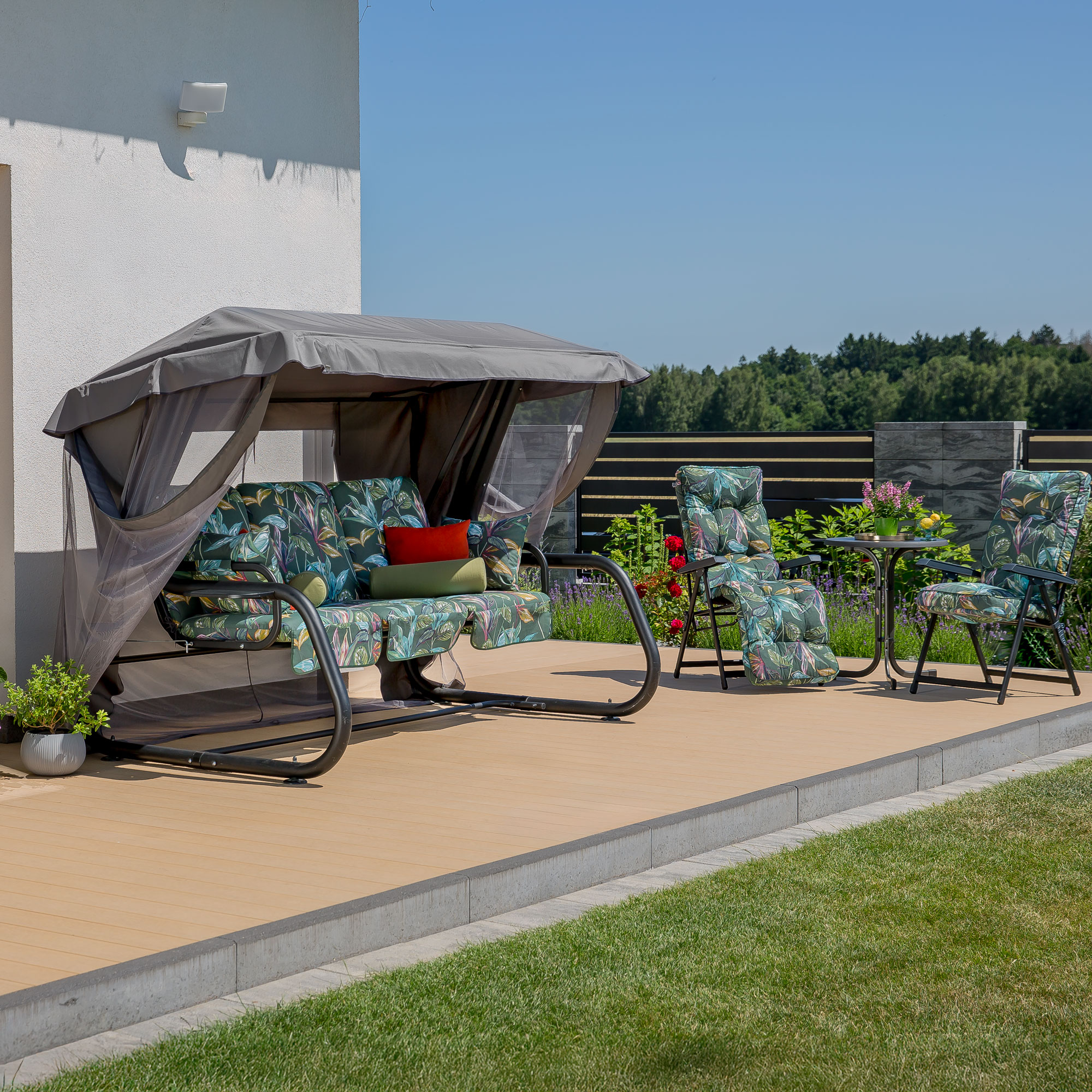 Polohovací zahradní křeslo s podnožkou Lena Plus Black Edition G058-02PB PATIO