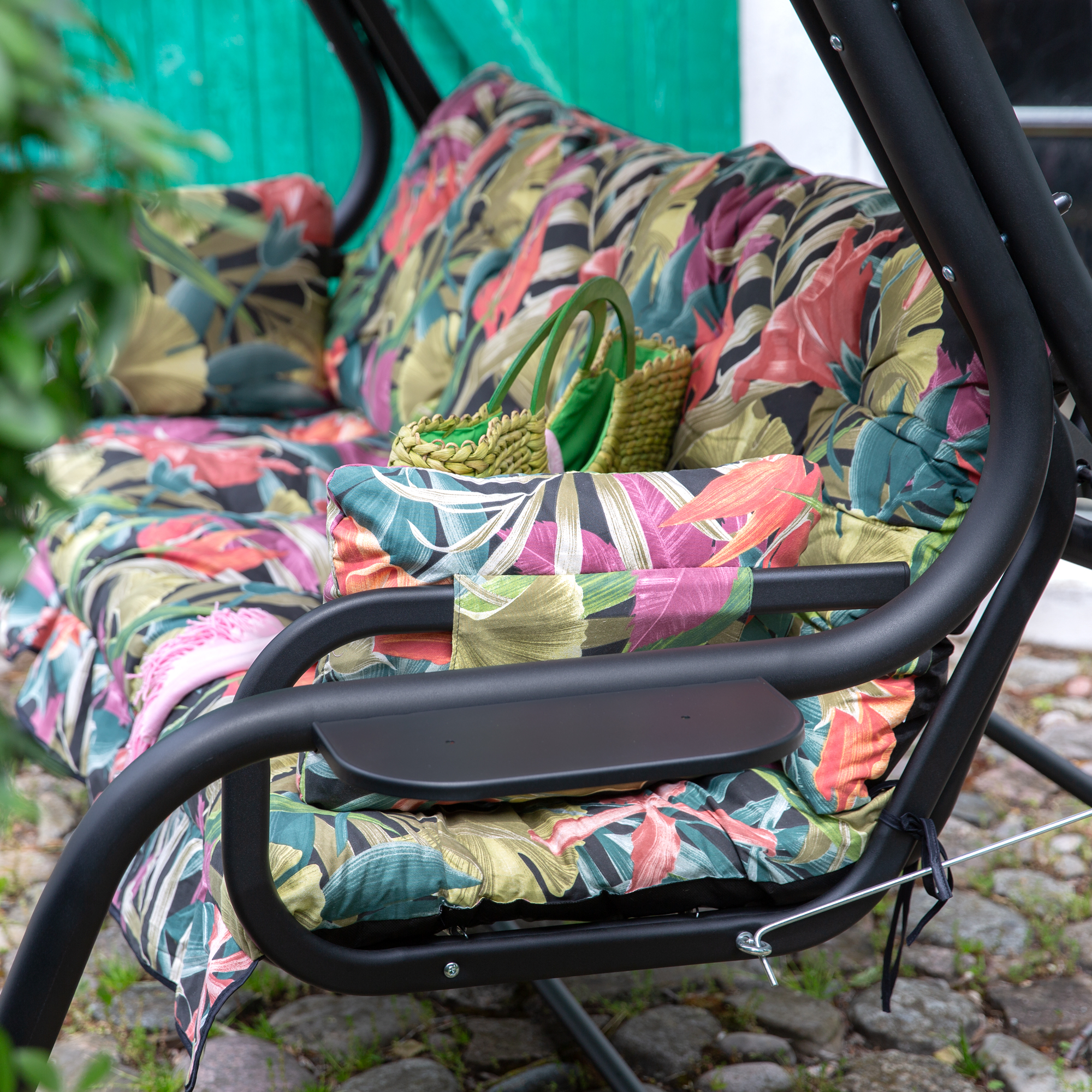 Záhradná hojdačka Ravenna Black Editon s bočnými stolíkmi G052-23IB PATIO