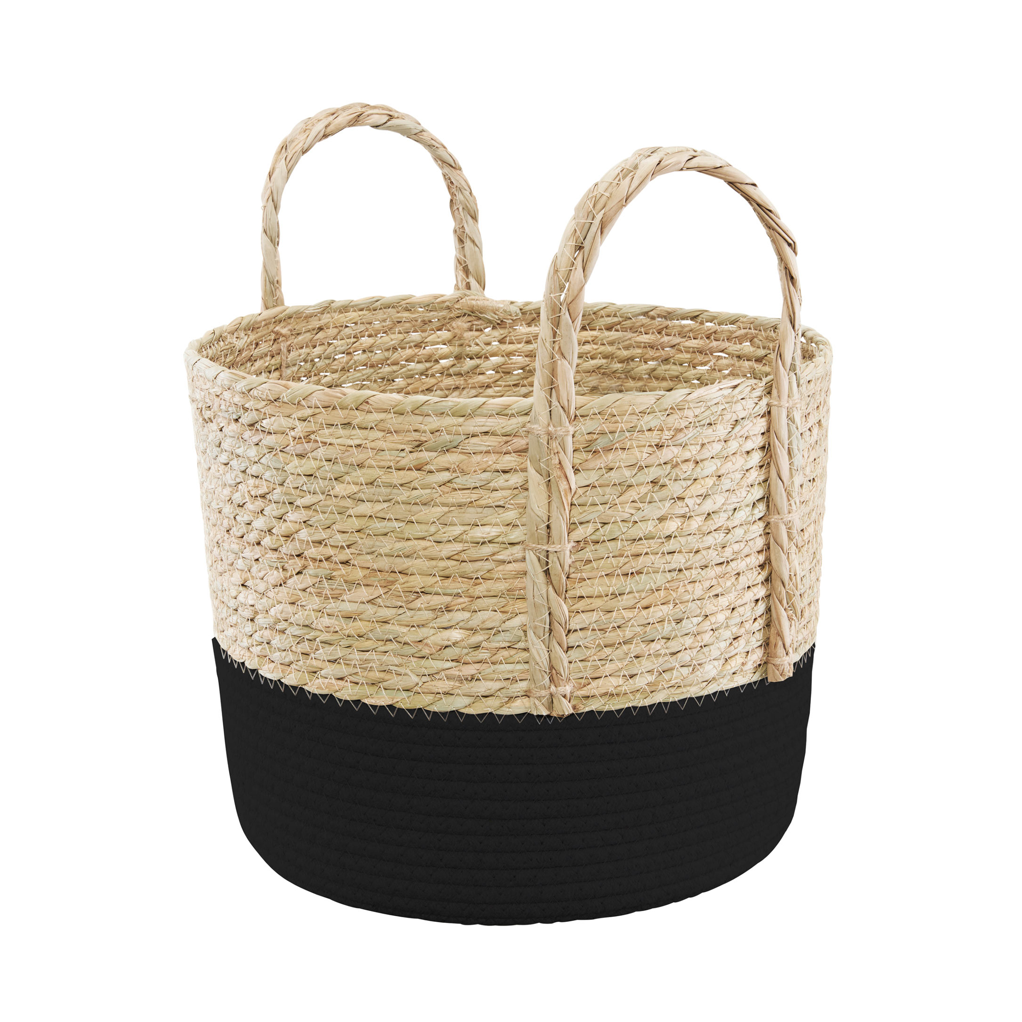 Košík z mořské trávy Boho Black 30 x 31 cm AMBITION