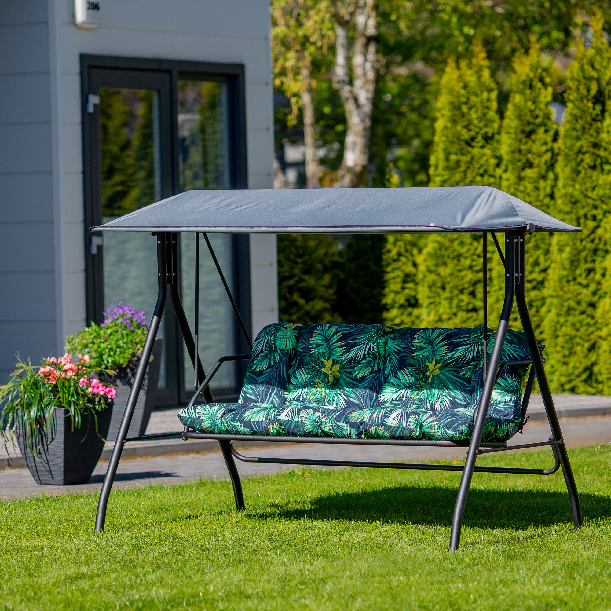 Hollywoodschaukel mit Sonnendach 3-Sitzer  Marbella Black Edition G051-02IB PATIO