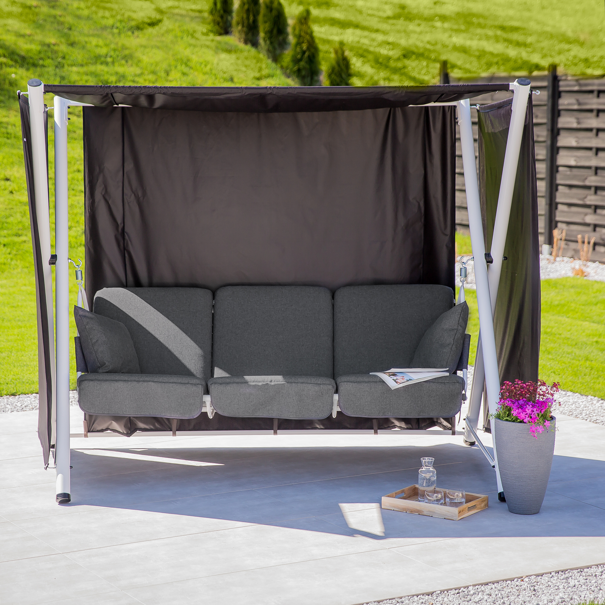 Pflanzkübel rund 40 x 60 cm grau PATIO