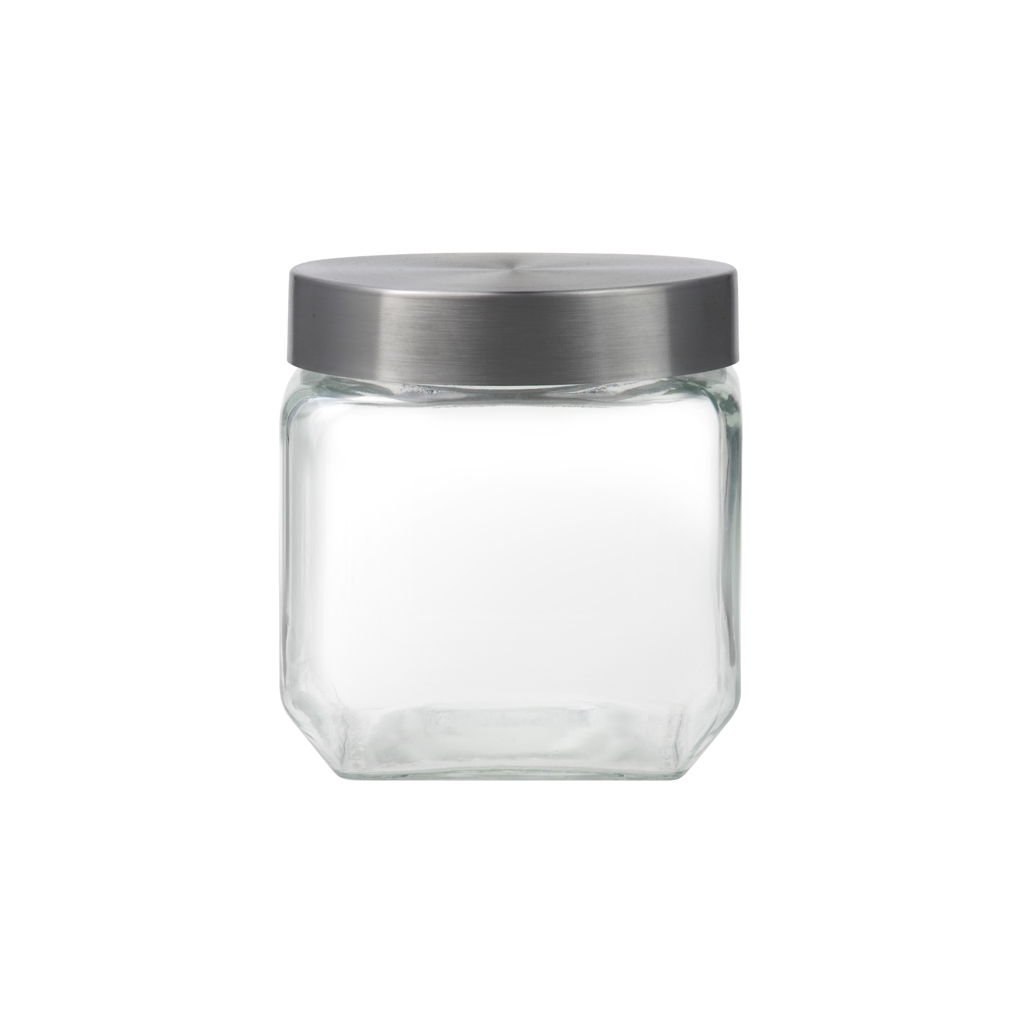 Hranatá skleněná kuchyňská nádobka Milos Silver 900 ml DOMOTTI