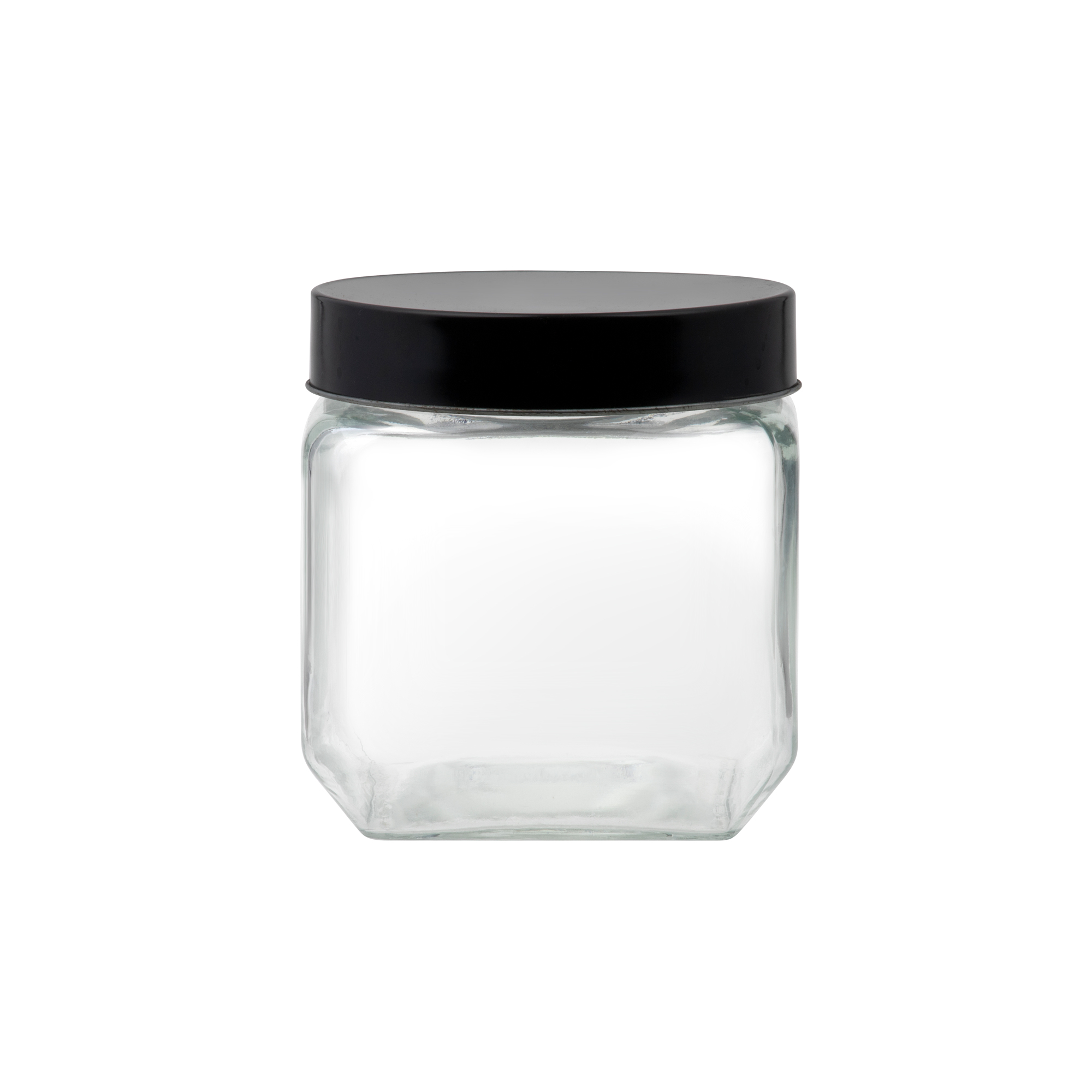 Hranatá skleněná kuchyňská nádobka Milos Black 900 ml DOMOTTI