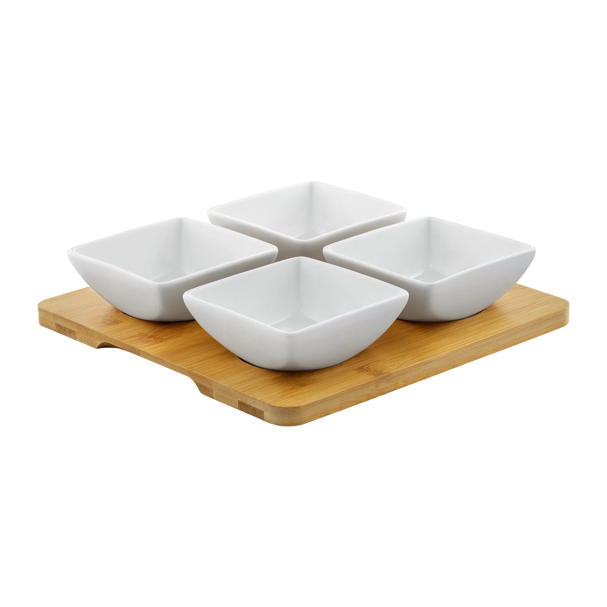 Set di 4 ciotole quadrate con base in bambù Natural Square AMBITION
