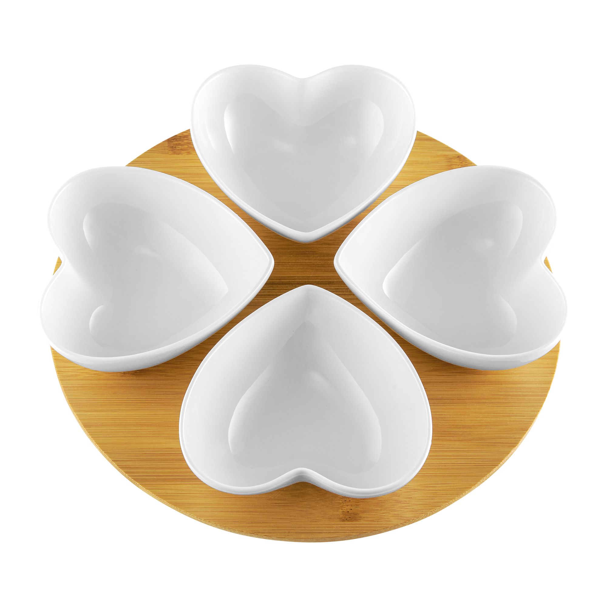 Set di 4 ciotole con base in bambù Natural Cuori AMBITION