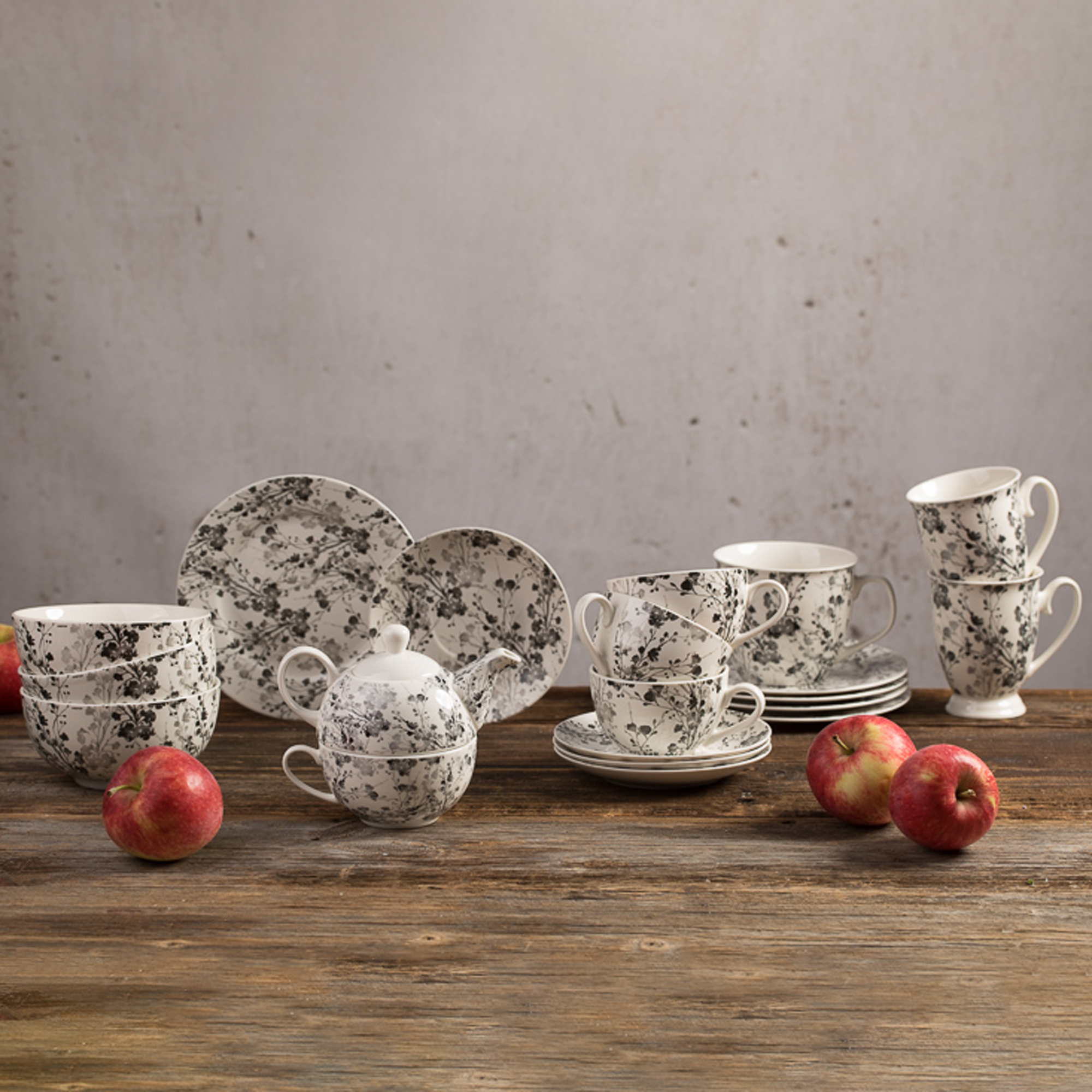 Mug porcelain 550 ml Black Nature white AMBITION