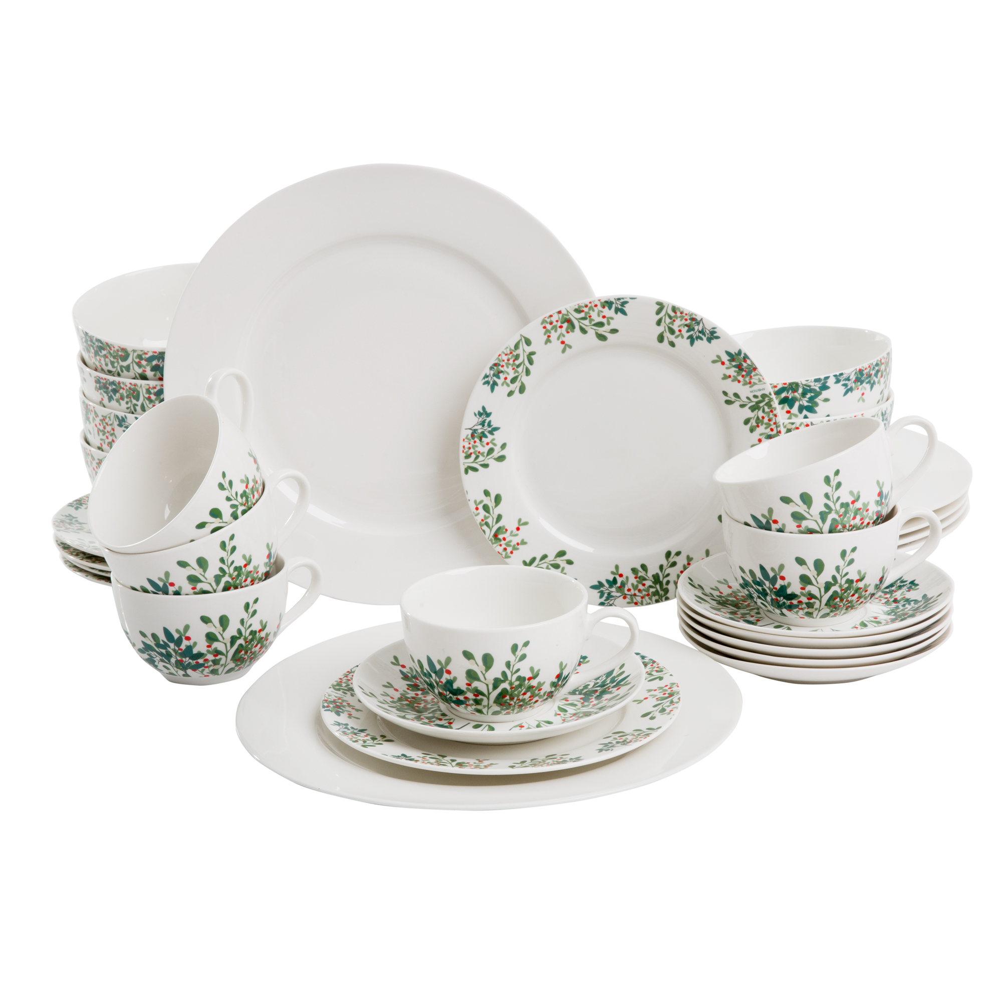 Kombiservice für 6 Personen Botanic Greenery & Aura White 30- teilig AMBITION